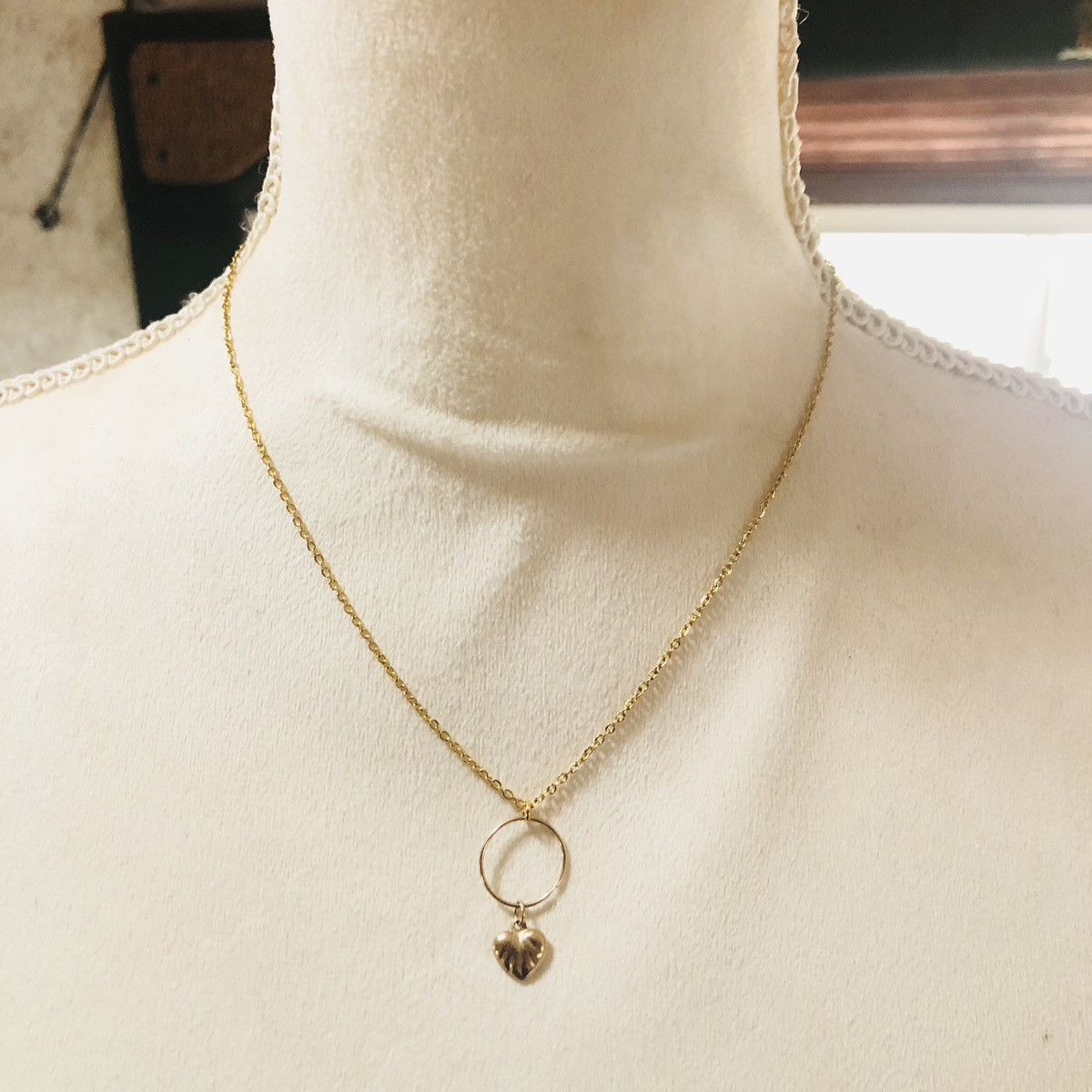 Handmade Handcrafted delicate heart dangle pendant on chain necklace Size ONE SIZE - 2 Thumbnail