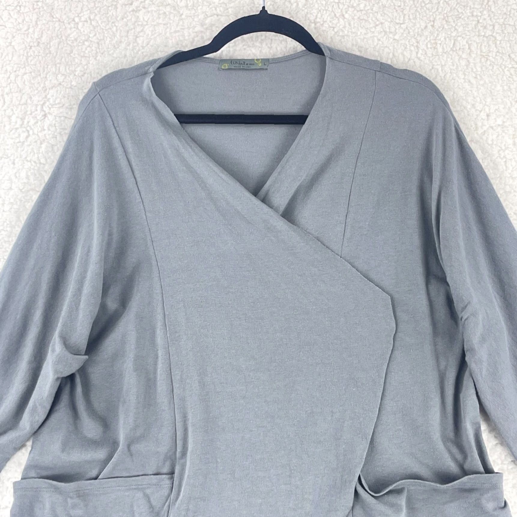 Vintage Chalet Cardigan Sweater Womens Large Gray Long Sleeve Pockets Open Front Made in USA Knit Size L / US 10 / IT 46 - 3 Thumbnail