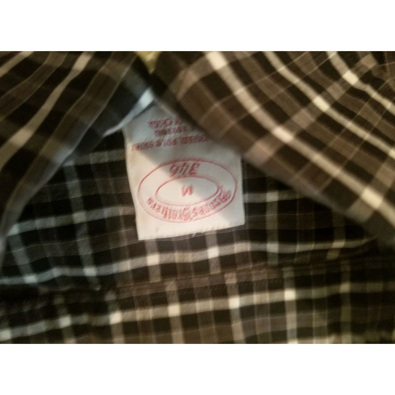 Brooks Brothers Mens Brooks Brothers Dress Shirt M Black Gray Button Cotton - Large Size 40R - 4 Thumbnail