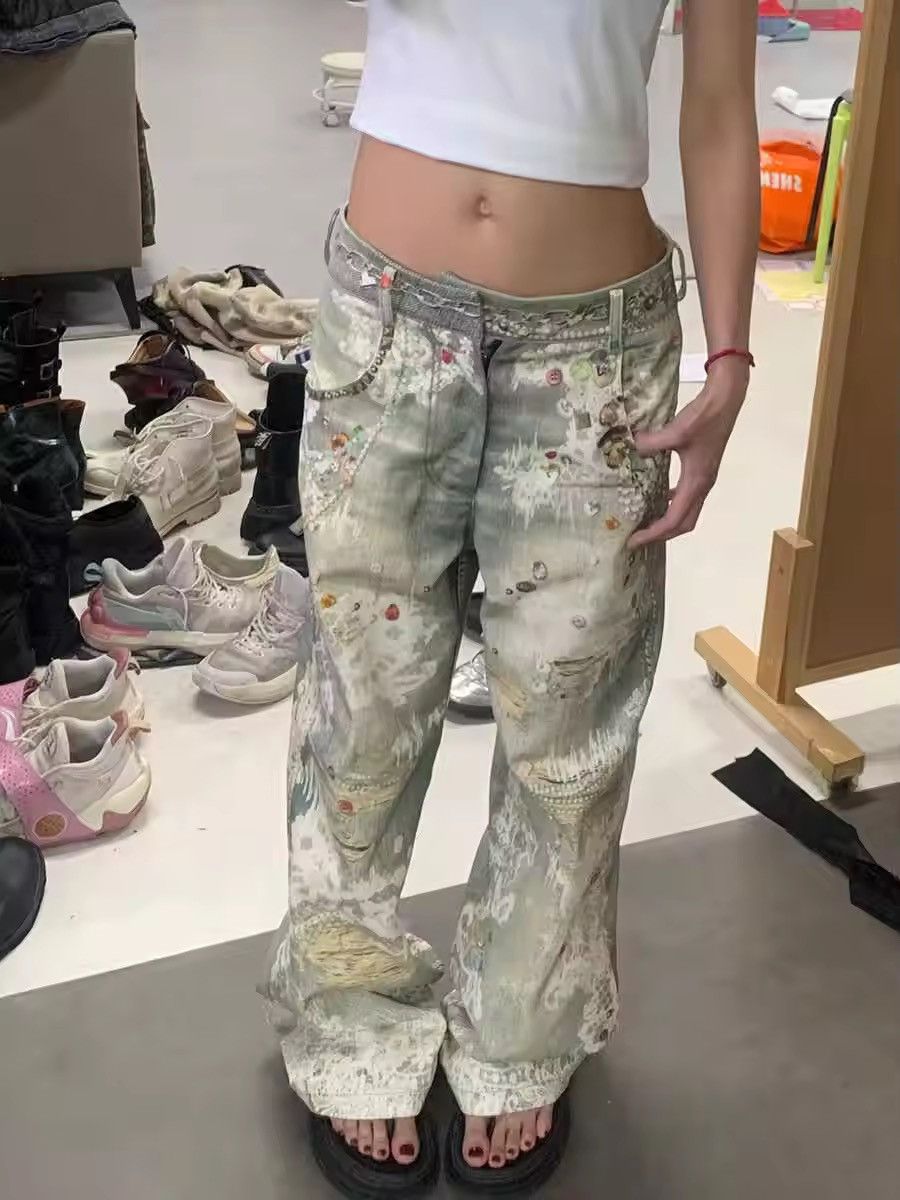 Jean Punk Y2K Ripped Loose Jeans Size 26" / US 2 / IT 38 - 1 Thumbnail