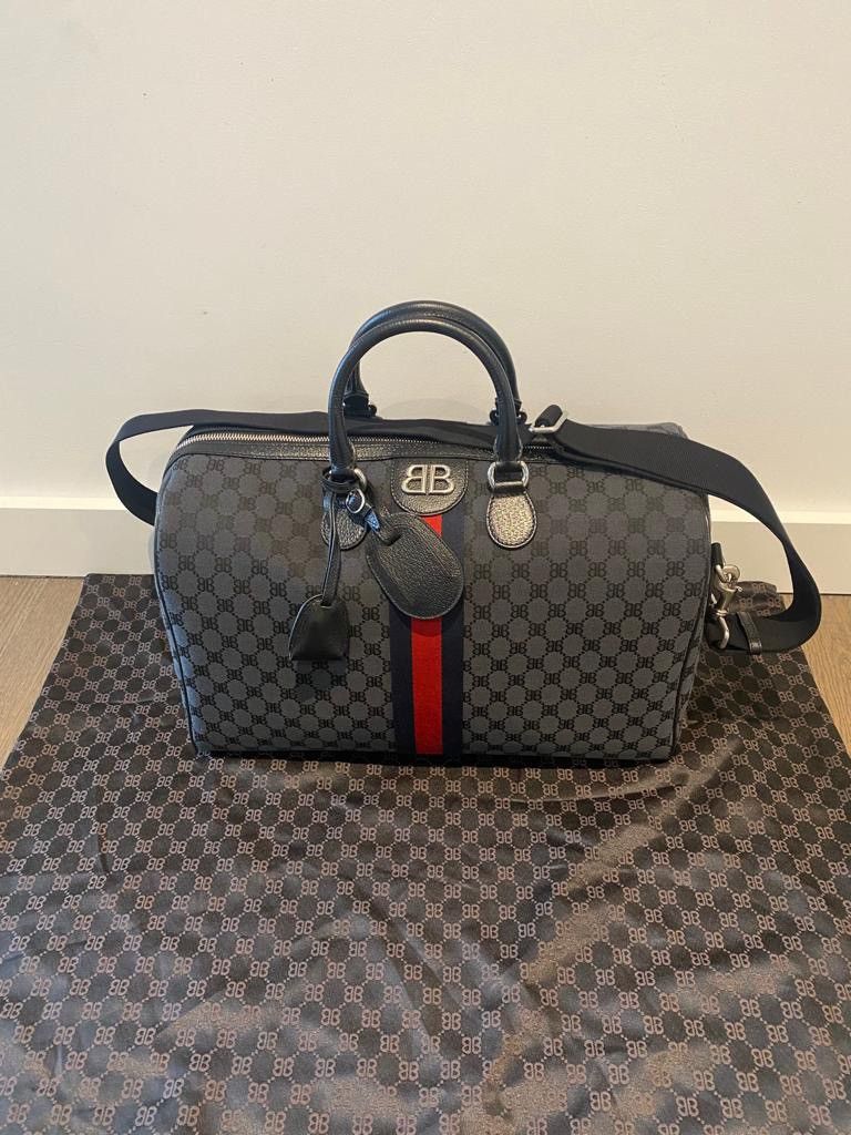 image of The Hacker Project Gucci X Balenciaga Medium Duffle Bag in Black, Men's