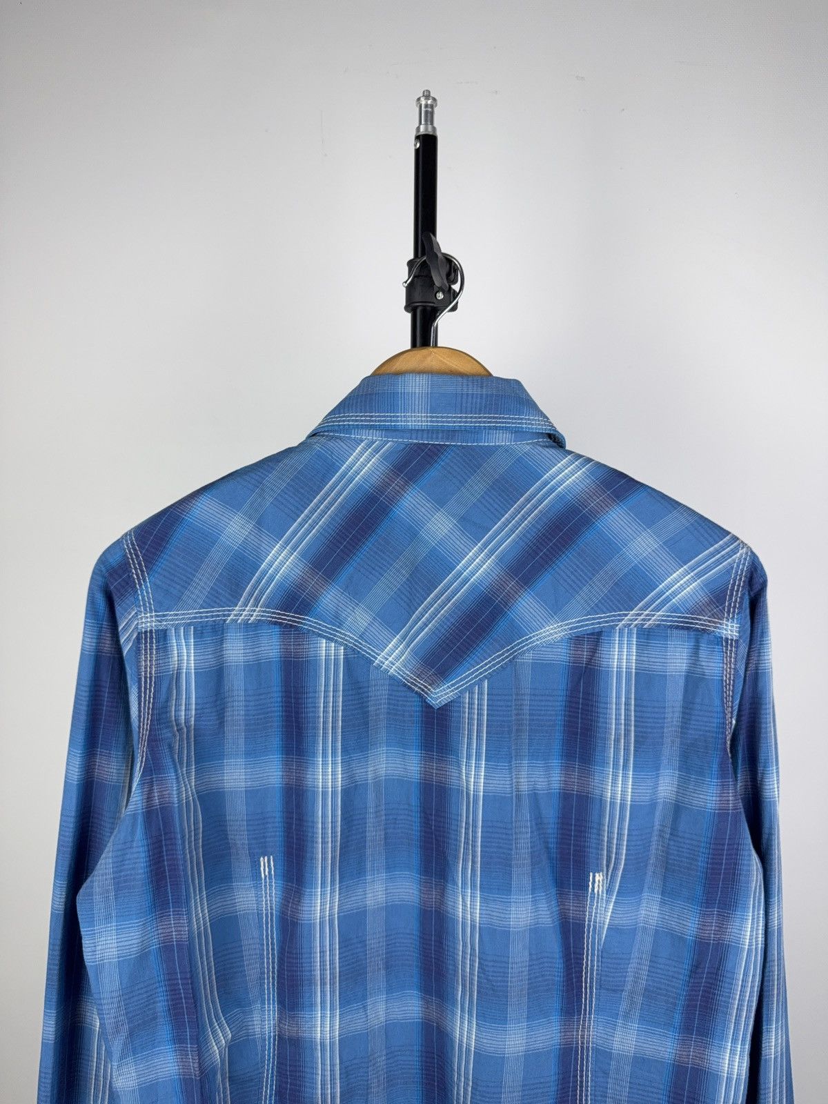 True Religion True Religion Blue Plaid Western Shirt Snap Button Size L / US 10 / IT 46 - 8 Thumbnail