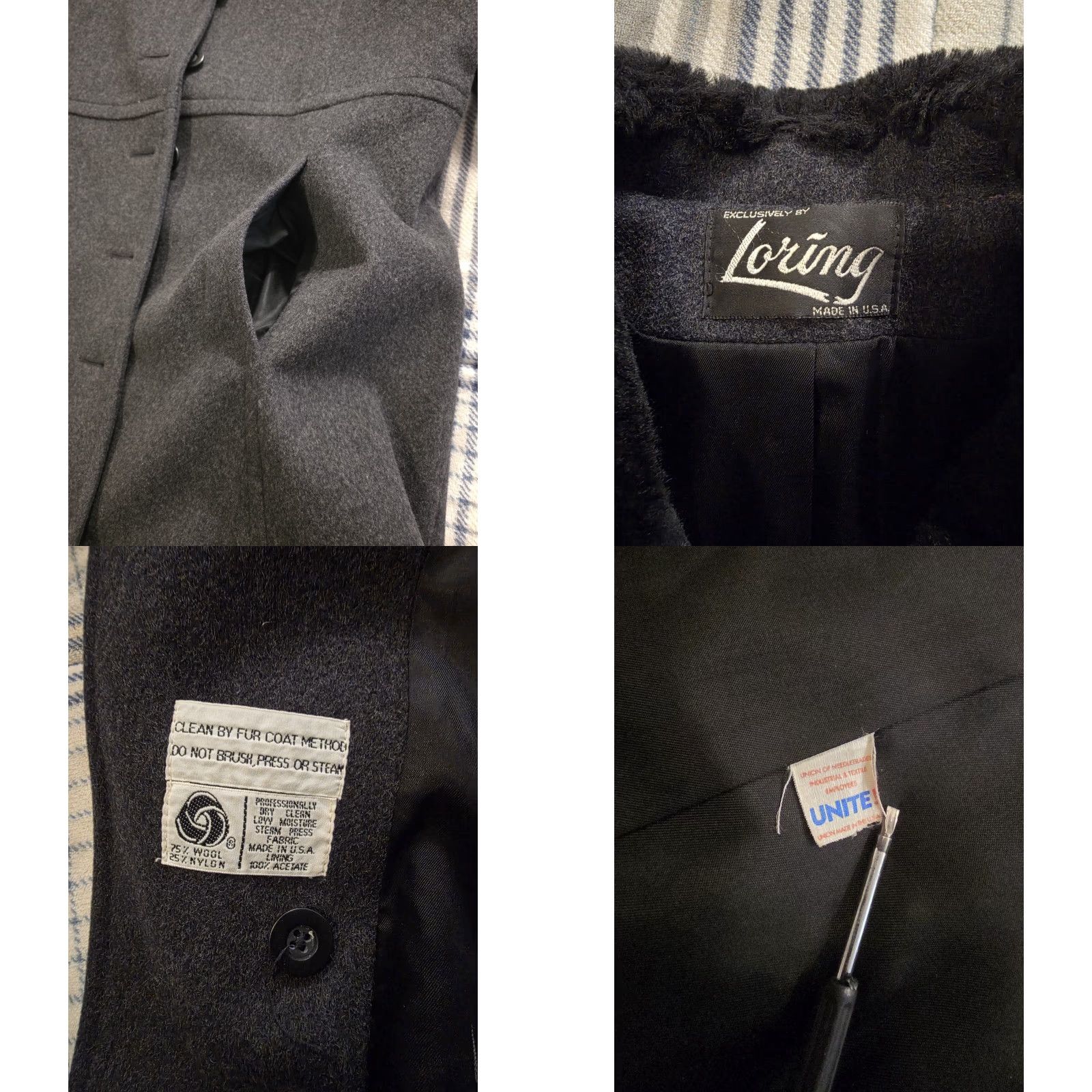 Vintage VINTAGE Loring Women's Long Wool Coat Faux Fur Collar Charcoal Grey L Overcoat Wool Tweed Button Pockets Casual, Business, Formal Size L / US 10 / IT 46 - 8 Thumbnail
