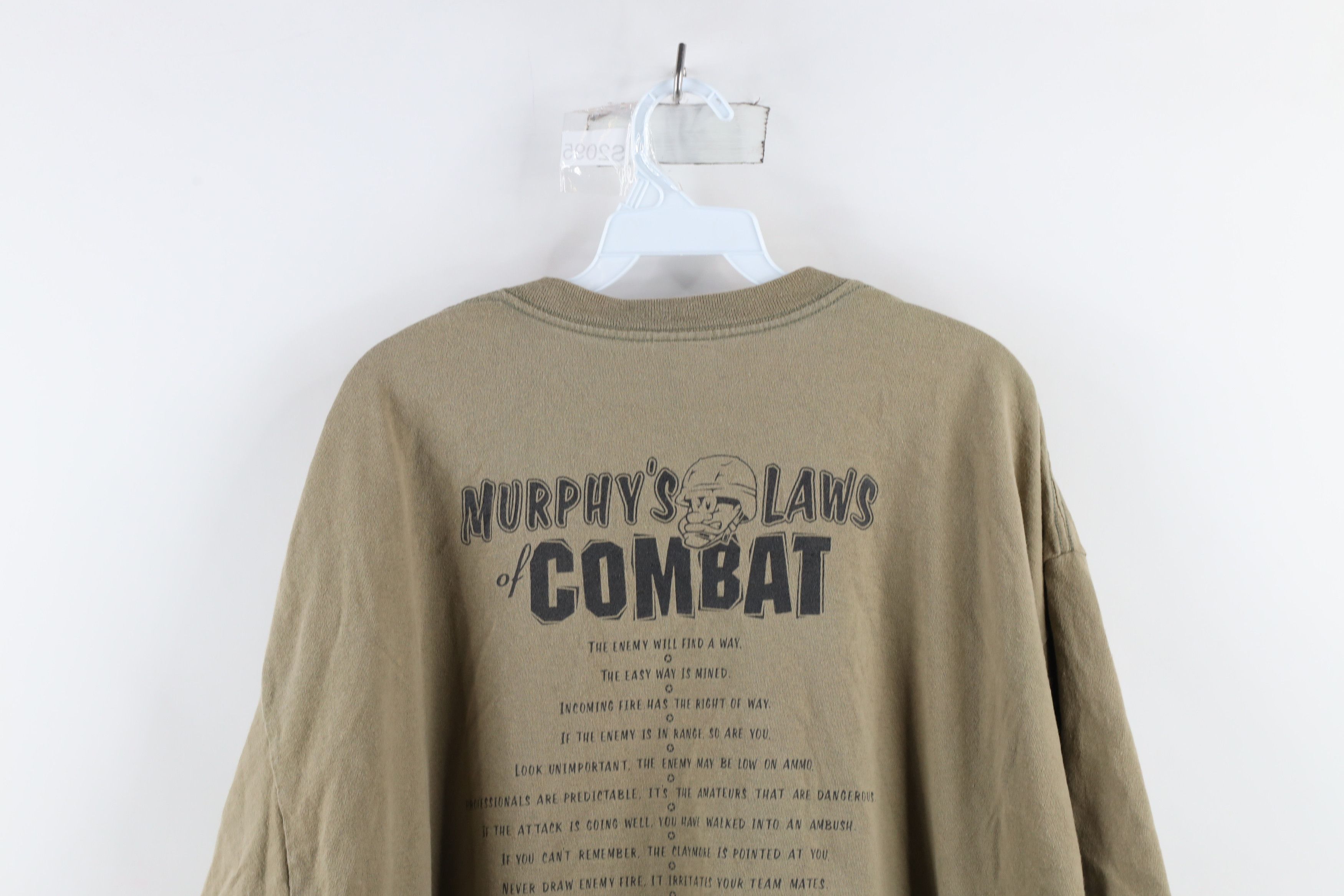 Vintage Vintage Military Murphys Laws of Combat T-Shirt Drab Green Size US XXL / EU 58 / 5 - 13 Thumbnail