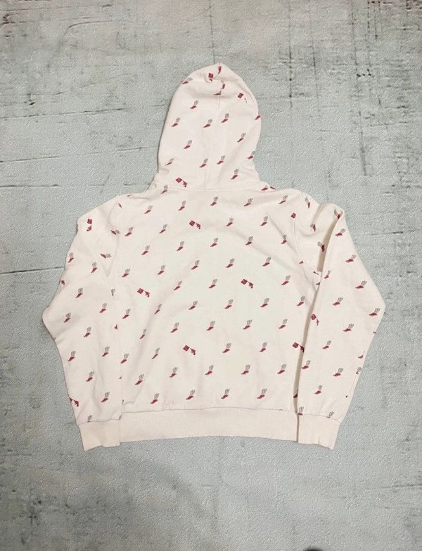Nike × Vintage Nike All-Over Print Hoodie Cream Red Vintage 90s Y2K Rare Size US M / EU 48-50 / 2 - 3 Thumbnail