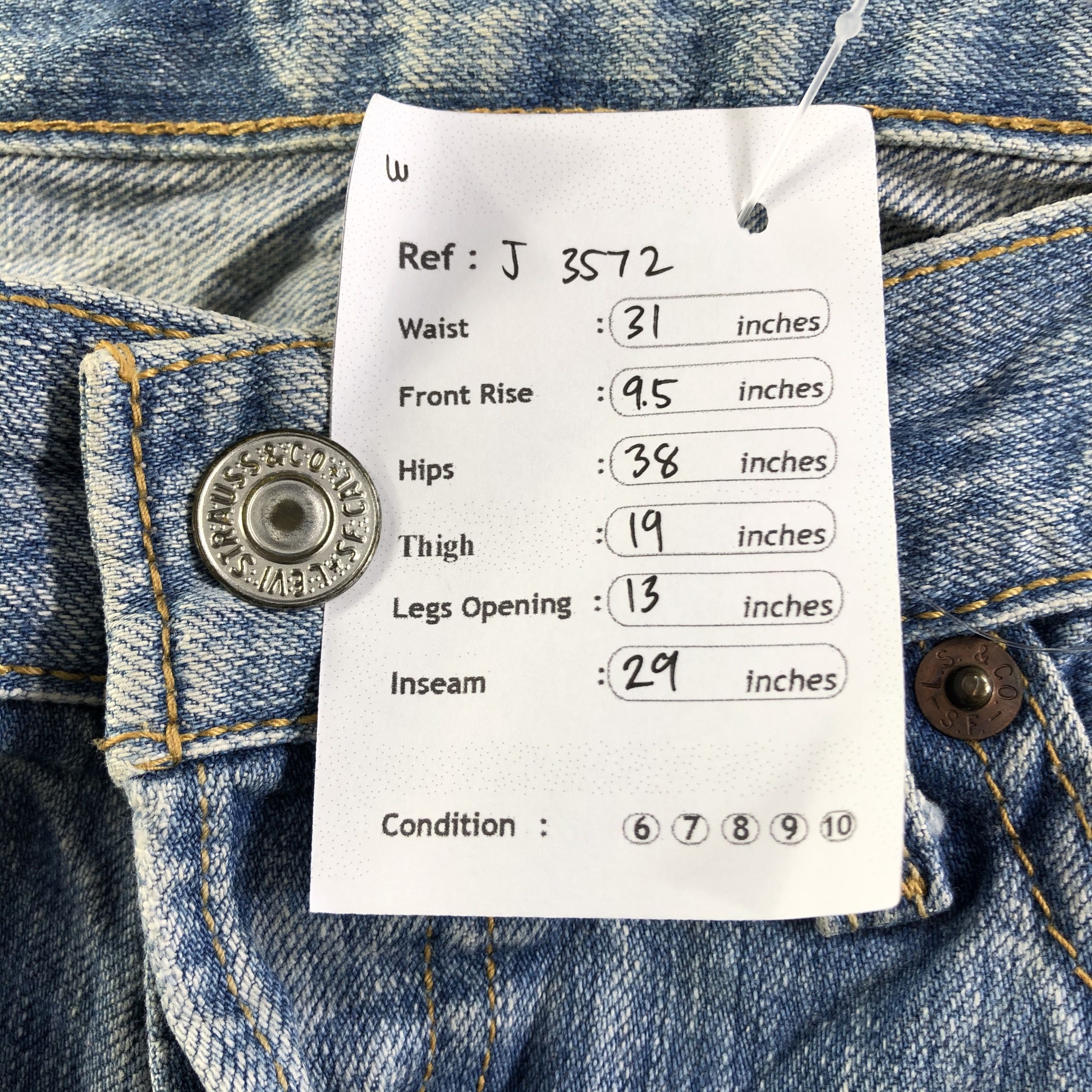 Levi's 90s Vintage Blue Wash Levis 501 Jeans-J3572 Size 31" - 12 Thumbnail