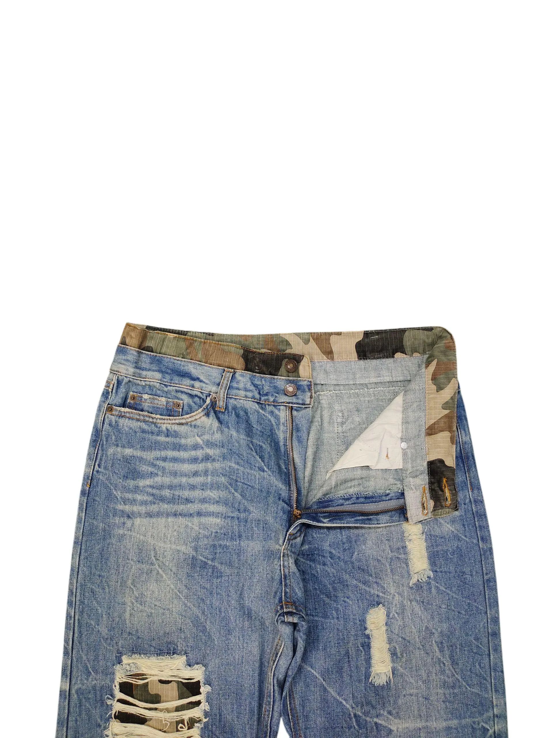 Comme des Garcons × Undercover Playchess Japan Double Waist Distress Patchwork Denim Jeans Size US 35 - 2 Thumbnail