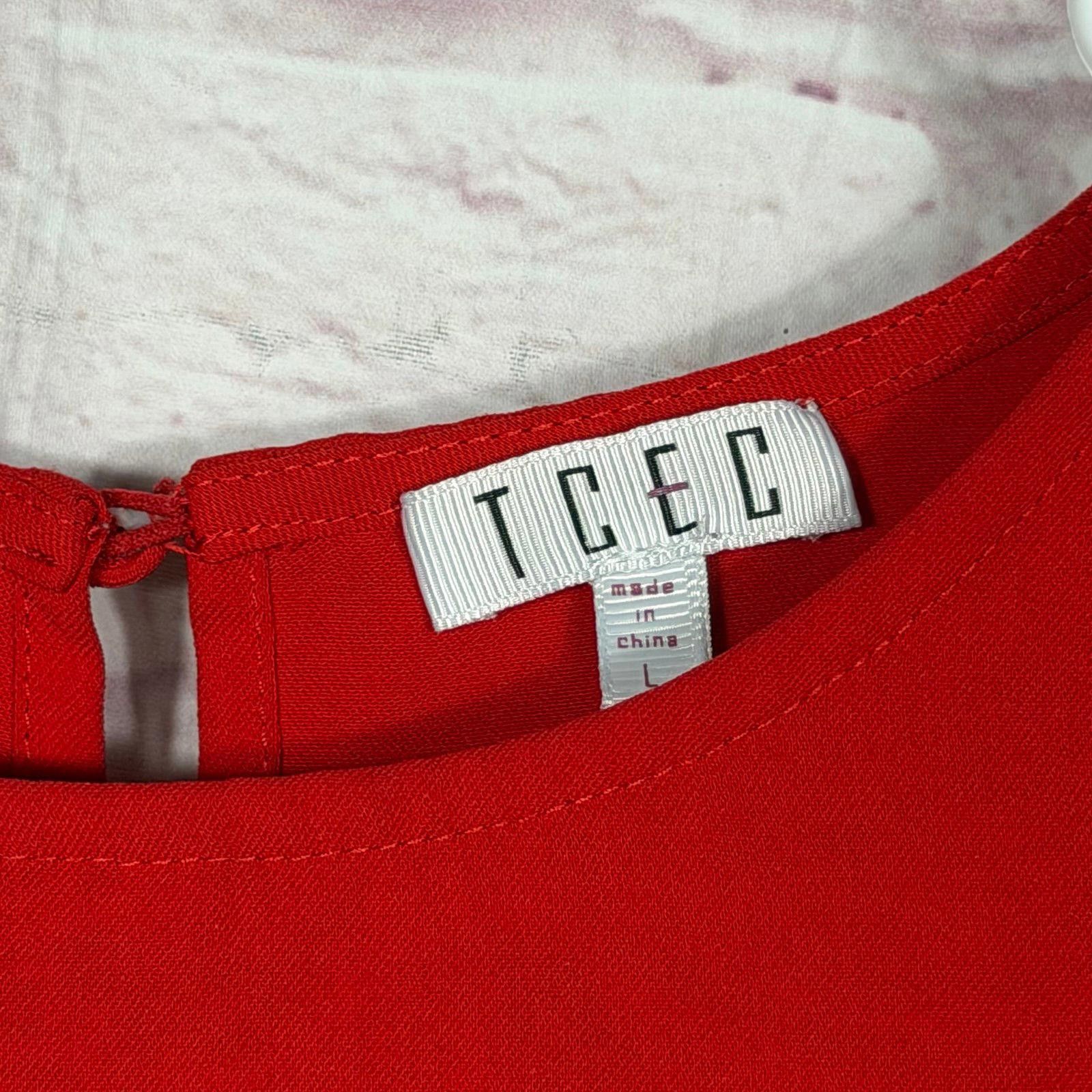 Hi Tec TCEC Large Red Ruffle Sleeve Blouse Size L / US 10 / IT 46 - 3 Thumbnail