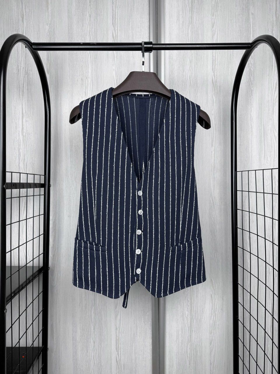 Other Windsor. Navy Blue pinstripe cotton linen waistcoat sz 36-38 Size 36R - 1 Thumbnail