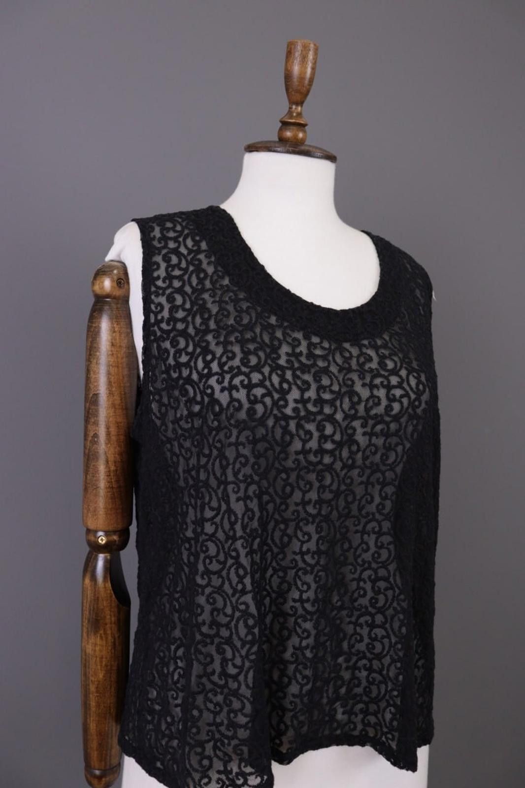 Designer Sarah Santos Black Mesh Sleveless Top Blouse Size S Size S / US 4 / IT 40 - 7 Thumbnail