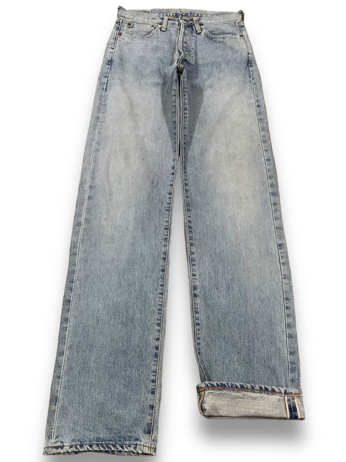 Japanese Brand Vintage 90s Bobson Selvedge Button Fly Loose Straight Jeans Size US 29 - 1 Thumbnail