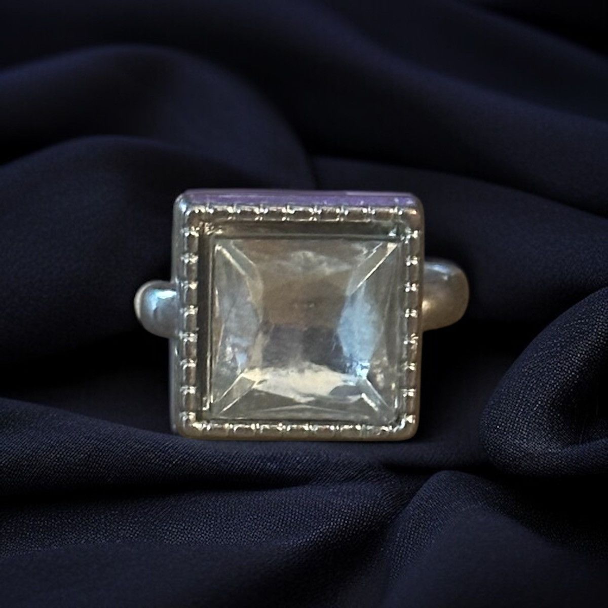 Vintage Vintage silver tone square clear rhinestone ring Size ONE SIZE - 1 Thumbnail