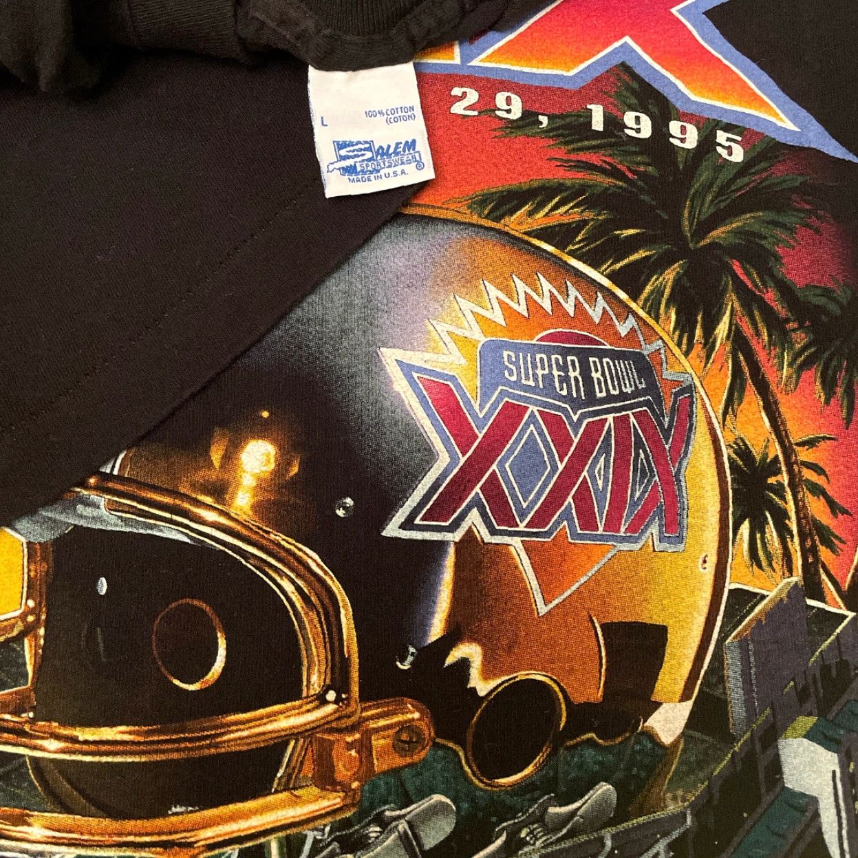 Salem Sportswear VINTAGE 90s Miami Florida Stadium NFL Super Bowl Shirt Mens Size L Size US L / EU 52-54 / 3 - 2 Thumbnail