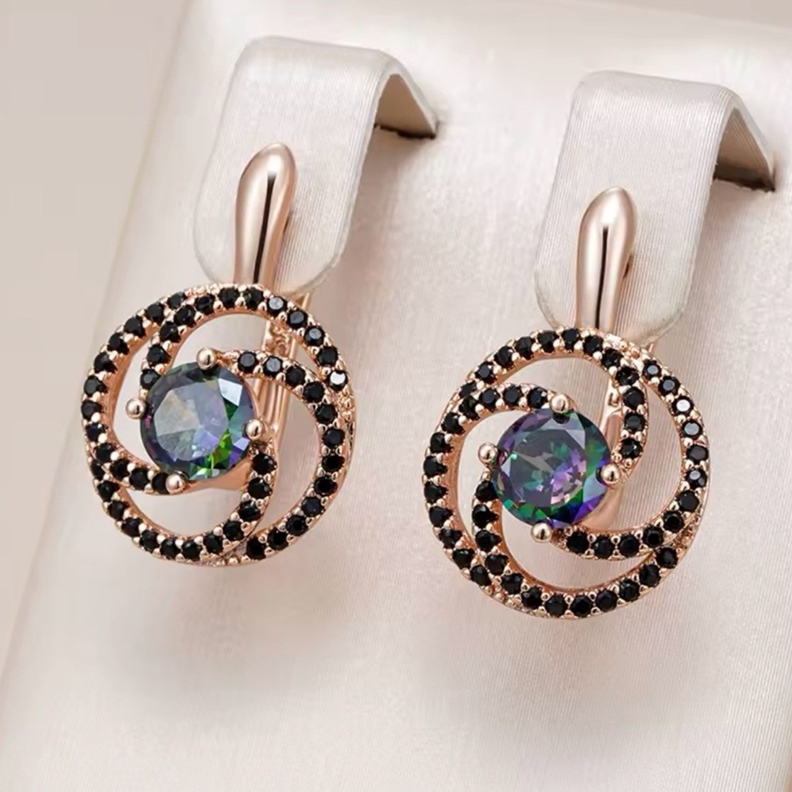 Other 585 Rose Gold Color Drop Earrings for Women Shiny Colourful Size ONE SIZE - 1 Thumbnail