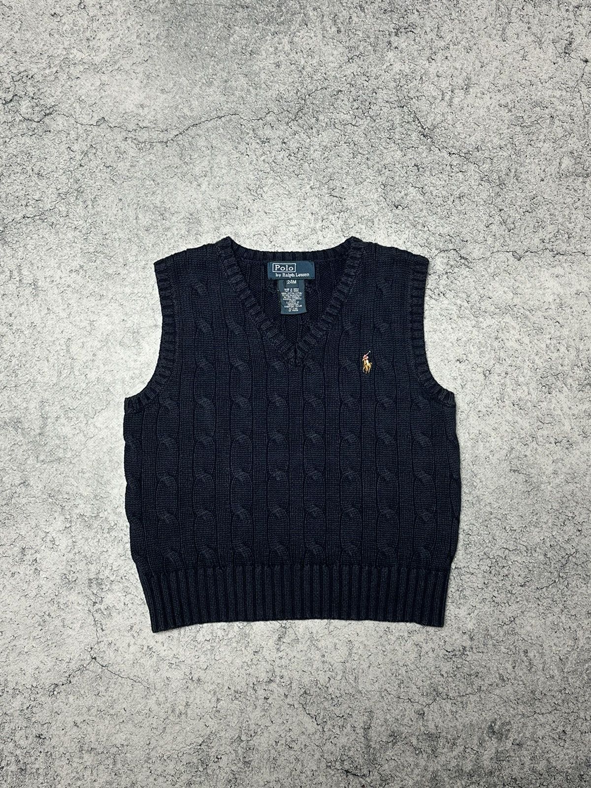 Polo Ralph Lauren Vintage Polo Ralph Lauren Kids Cable Knit Vest 24m 2y Size US XXS / EU 40 - 1 Thumbnail