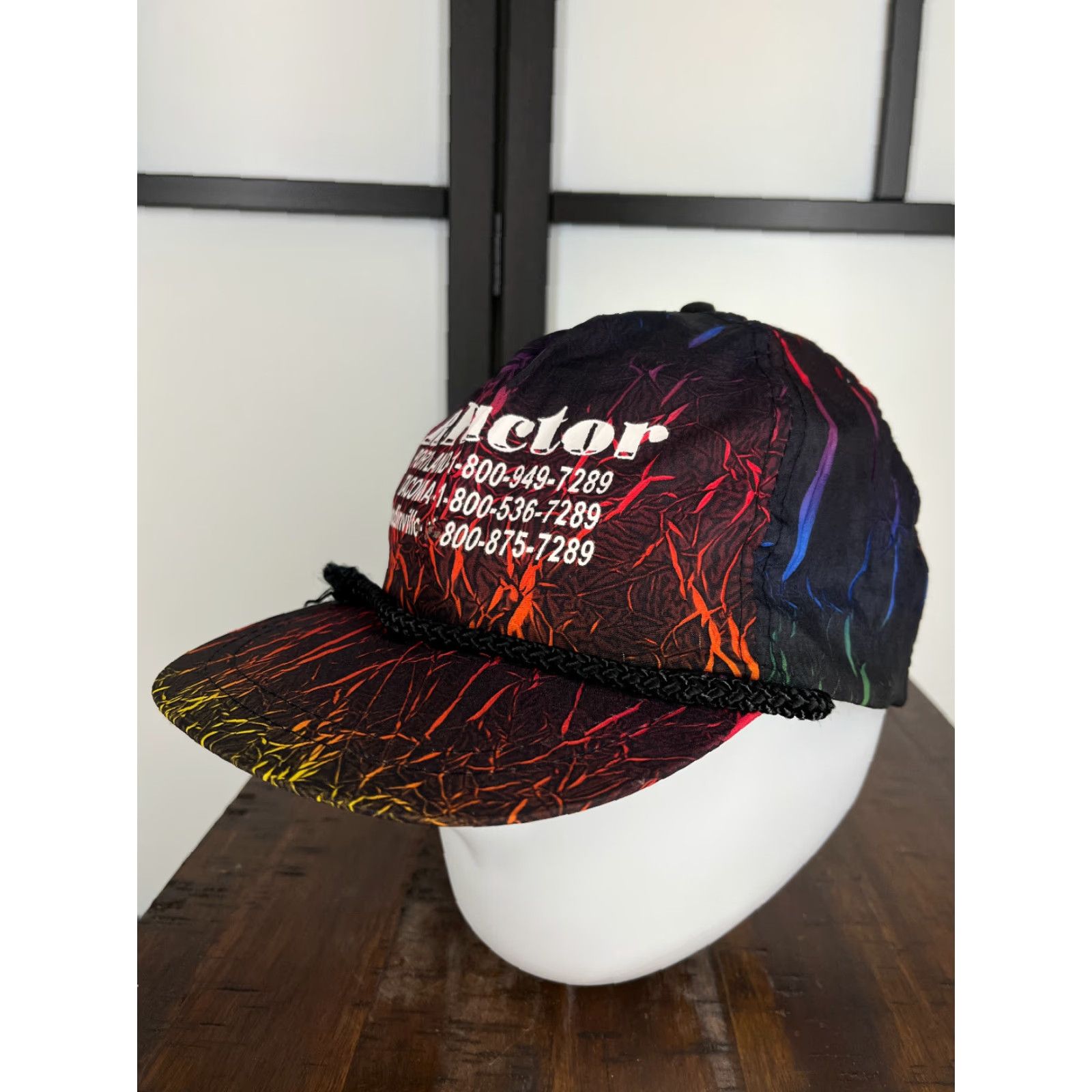 Vintage KC Collections Hat Cap Snap Back Adult One Size Black Red Abstract Poly Geometric 90s Beach Mens Size ONE SIZE - 5 Thumbnail