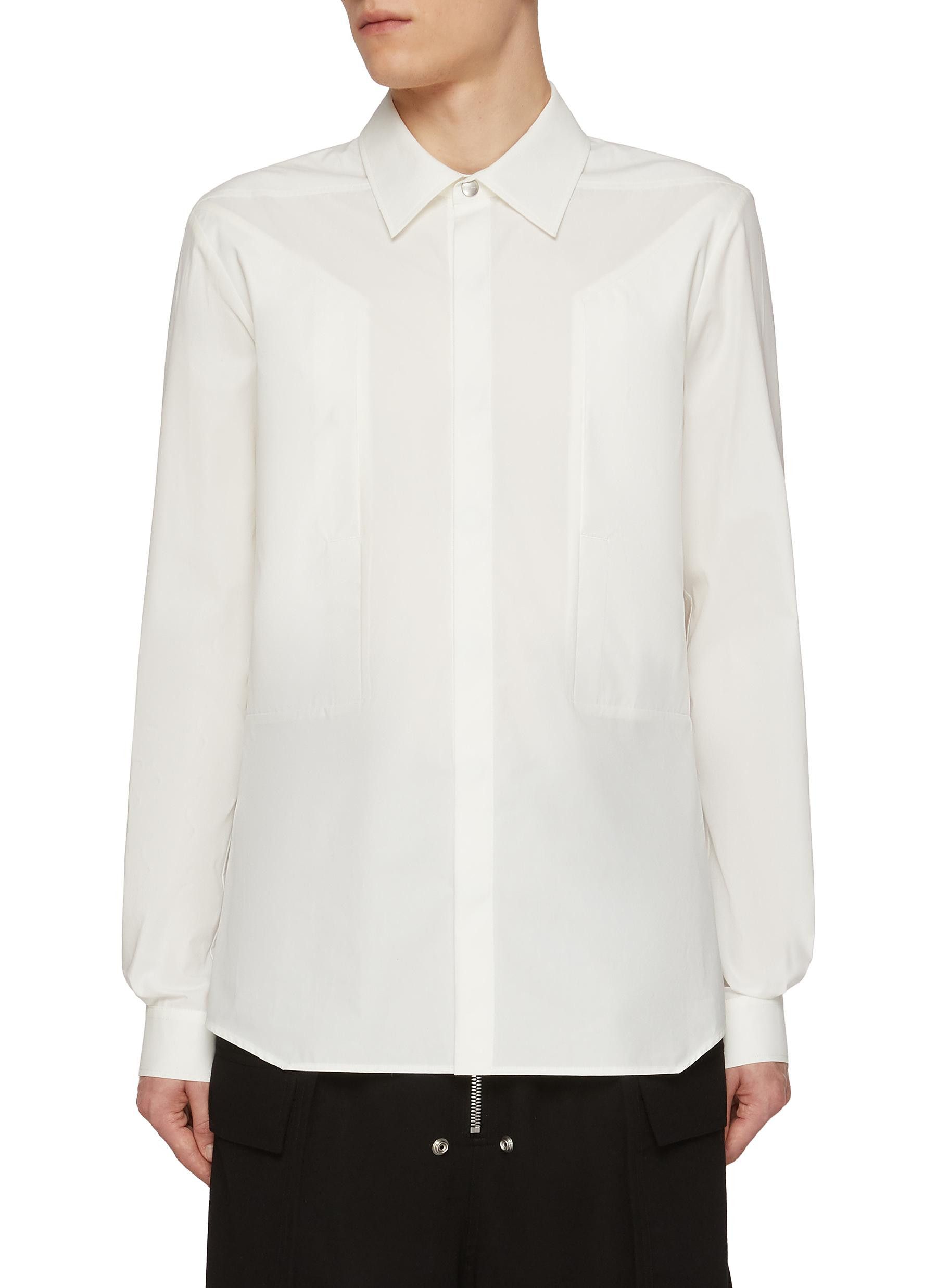 Rick Owens o1y0325 Solid Color Shirt in White Size US M / EU 48-50 / 2 - 1 Thumbnail