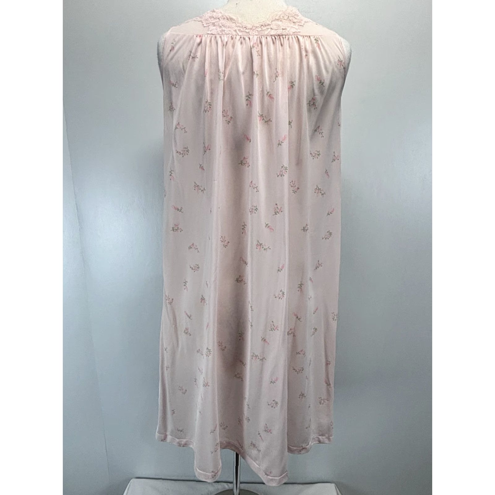 Vintage VINTAGE Shadowline 1970s Nylon Peignoir Set Small Pink Floral Sleepwear Womens Size ONE SIZE - 4 Thumbnail