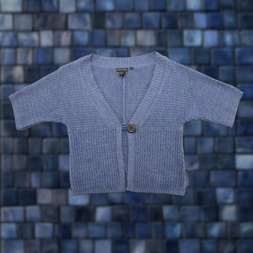 Vintage Nomadic Traders Cardigan Sweater Knit Wool Blend One Button Short Sleeve Size S Blue Womens Regular Vintage: No (adjusted) Size S / US 4 / IT 40 - 1 Thumbnail