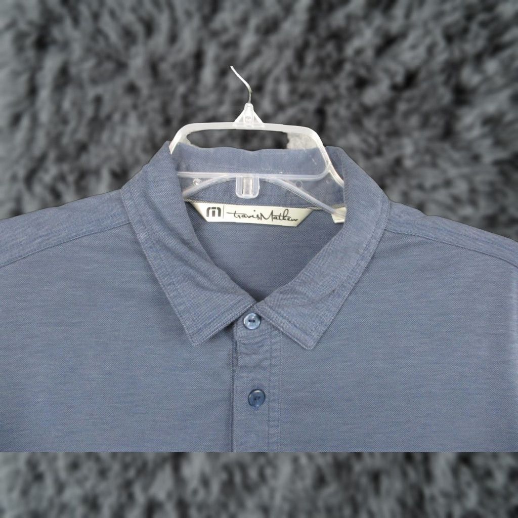 TravisMathew TravisMathew Polo Shirt Mens M Blue Pima Cotton Blend Golf Performance Short Sleeve Solid Shirt Size US M / EU 48-50 / 2 - 1 Thumbnail