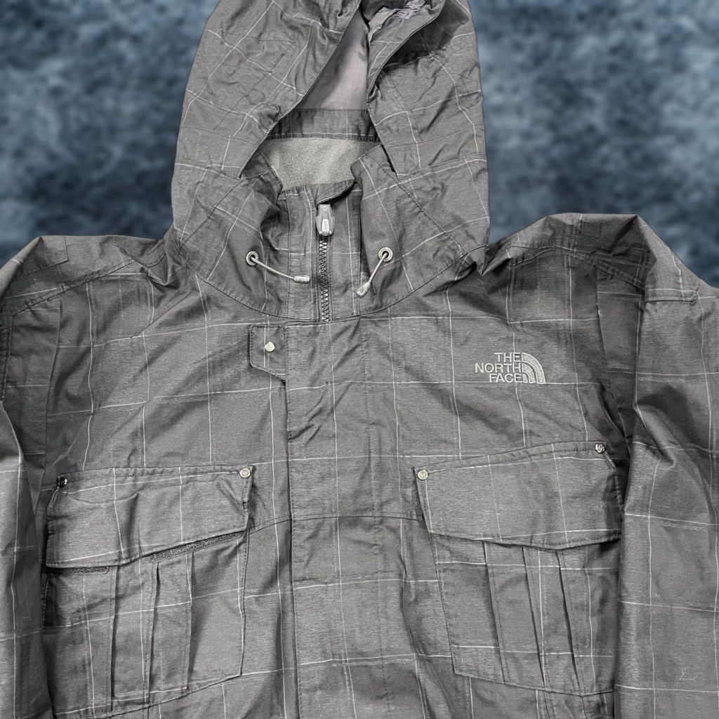 VINTAGE The North Face Jacket Mens Large Gray HyVent Cryptic RECCO Hooded Ski Rain Coat