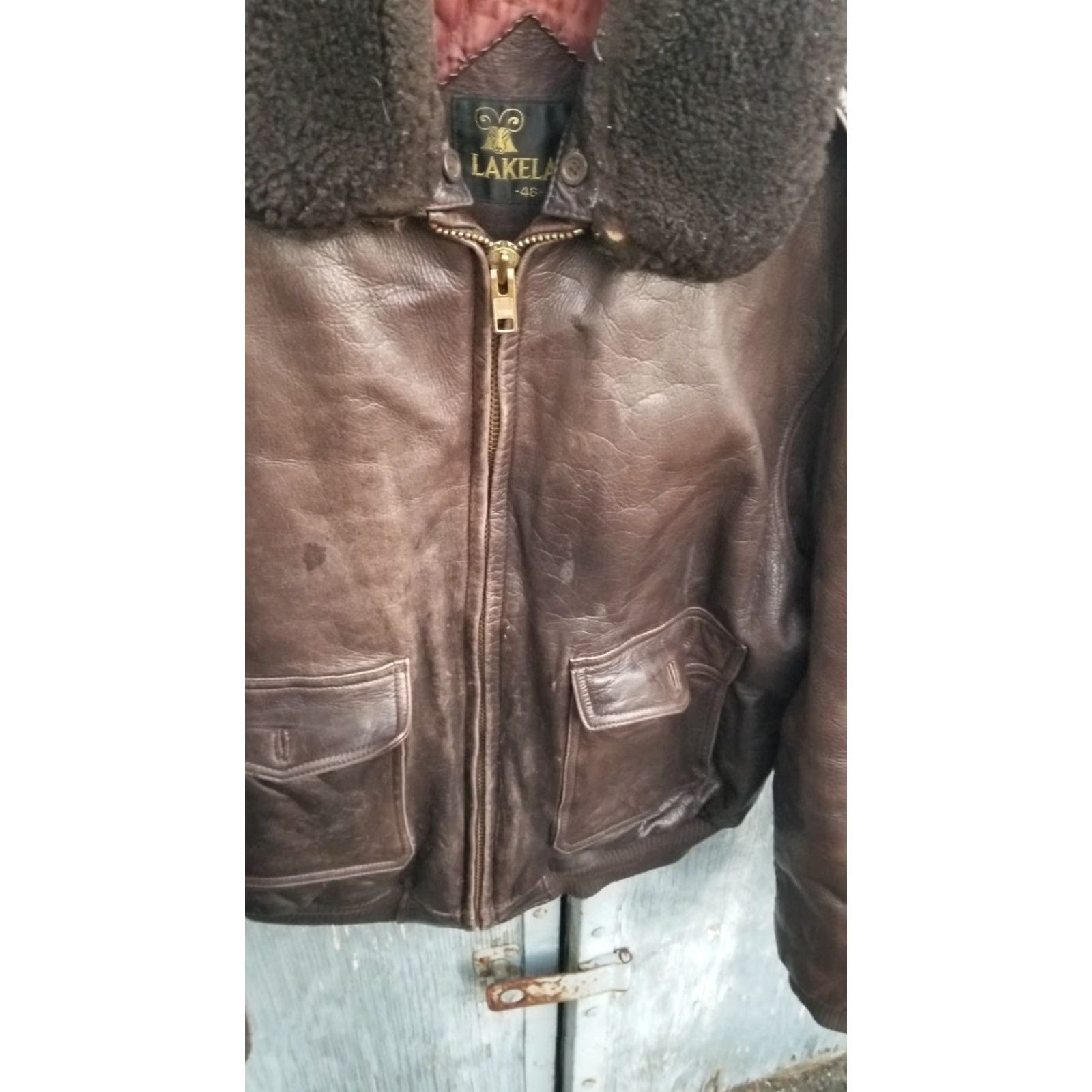 Vintage VINTAGE Lakeland Leather Flight Jacket Size 46 Mens Leather Flight Jacket 46 Brown Size US S / EU 44-46 / 1 - 3 Thumbnail