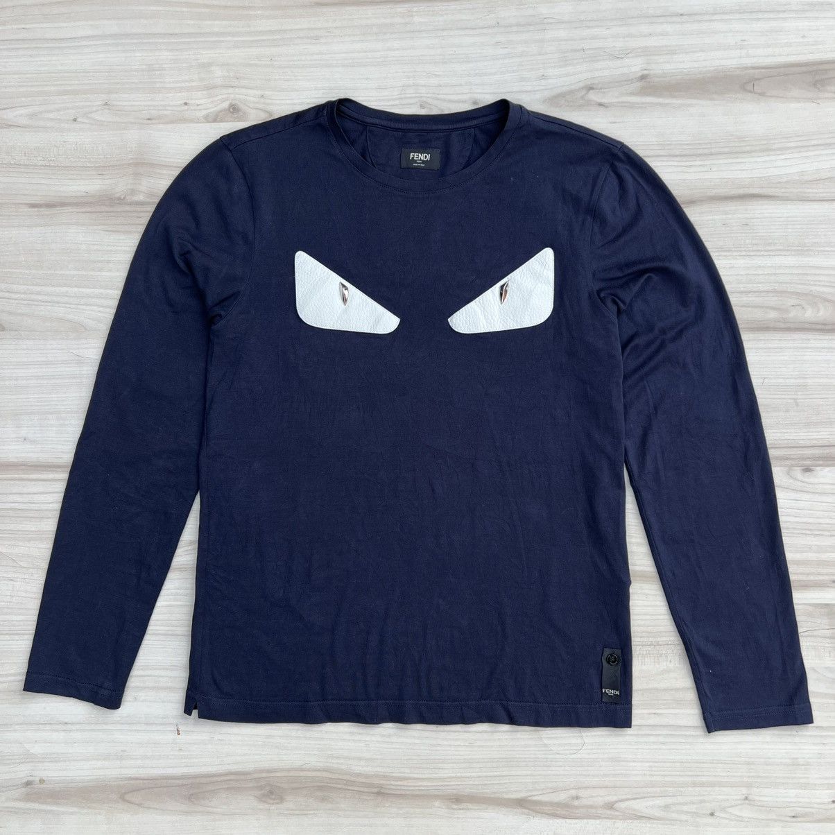 Fendi Monster Men's Long Sleeve Tshirt(Navy)