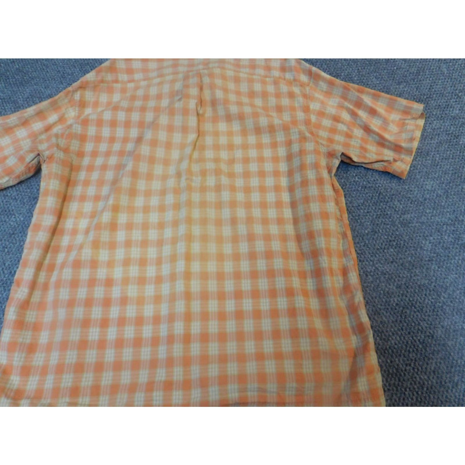 Izod IZOD Shirt XL Plaid Button-Up Mens Regular Collar Down Short Sleeve Orange Cotton Knit Classic Size US XL / EU 56 / 4 - 7 Thumbnail