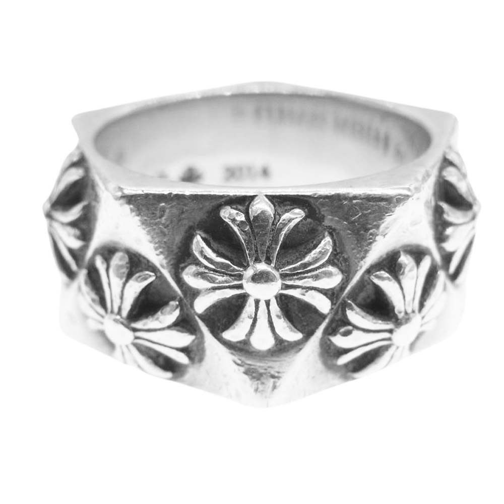 image of Chrome Hearts Plus Pentagon Ring - Size 8.5 in Silver, Men's