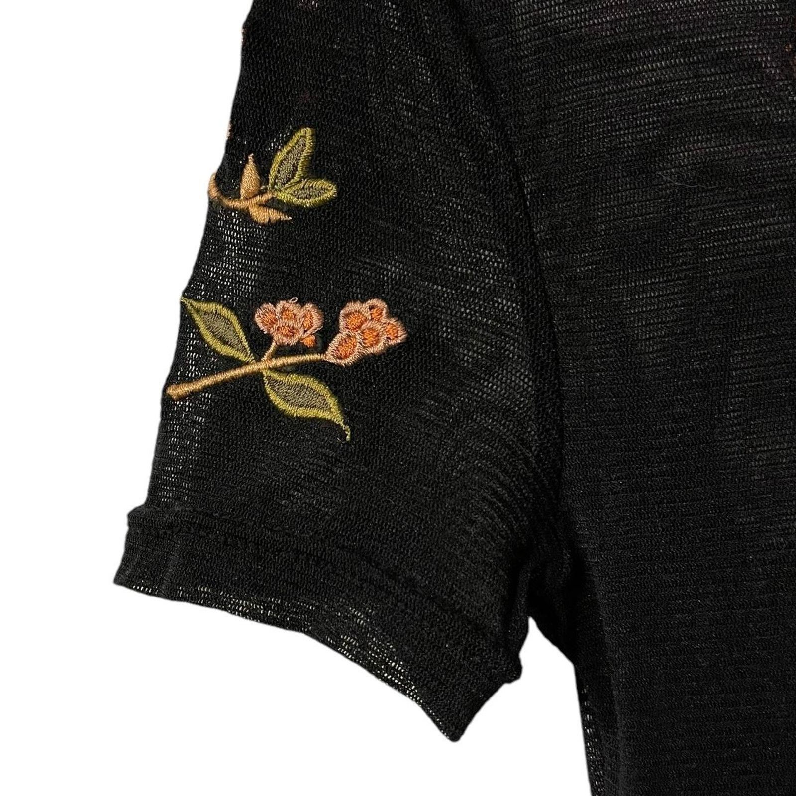 Vivienne Tam RARE VTG 90s Y2K Vivienne Tam black micro mesh floral dress Size XS / US 0-2 / IT 36-38 - 5 Thumbnail