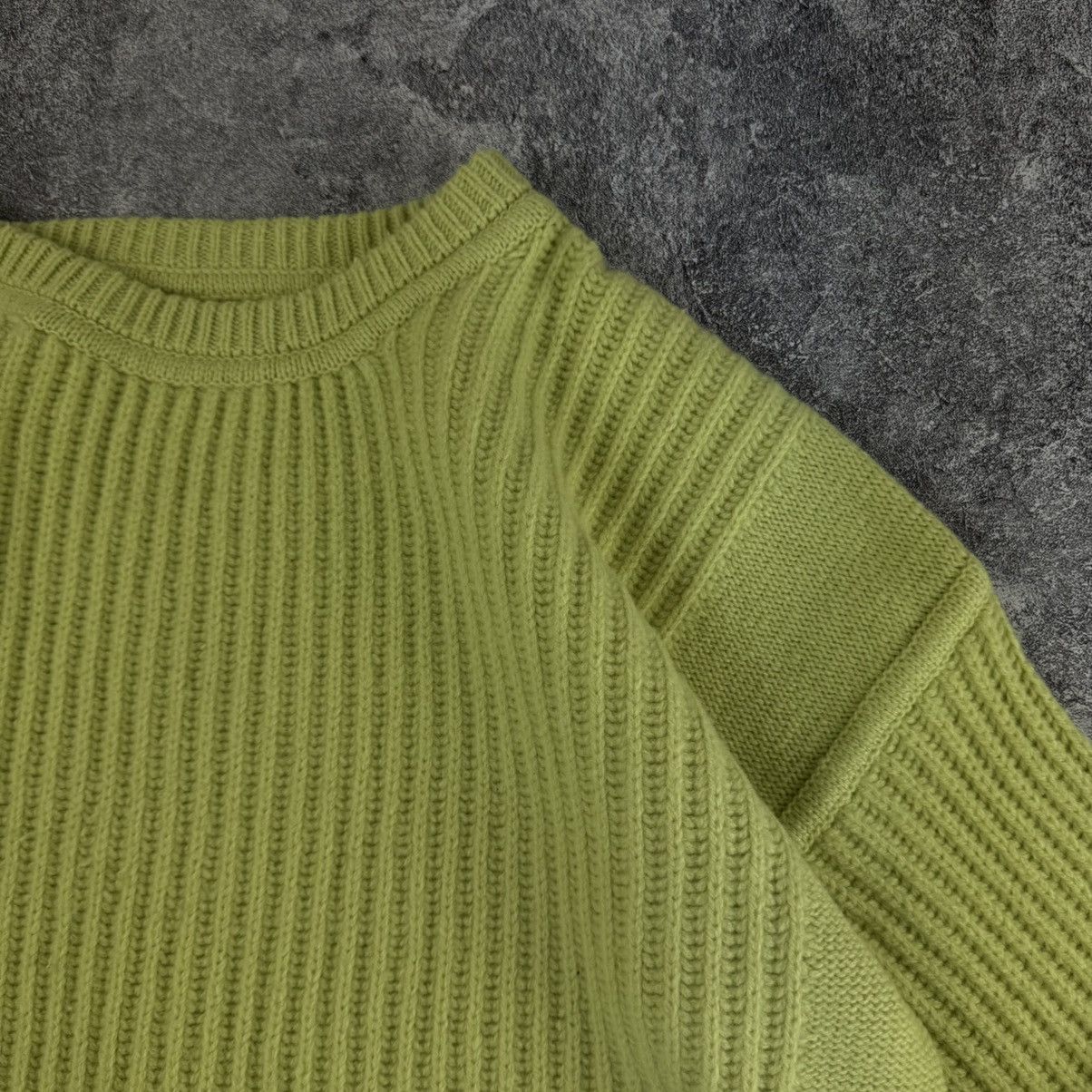 Rick Owens Rick Owens Sisyphus SS18 Lime Green Heavy Rib Sweater Size L / US 10 / IT 46 - 2 Thumbnail