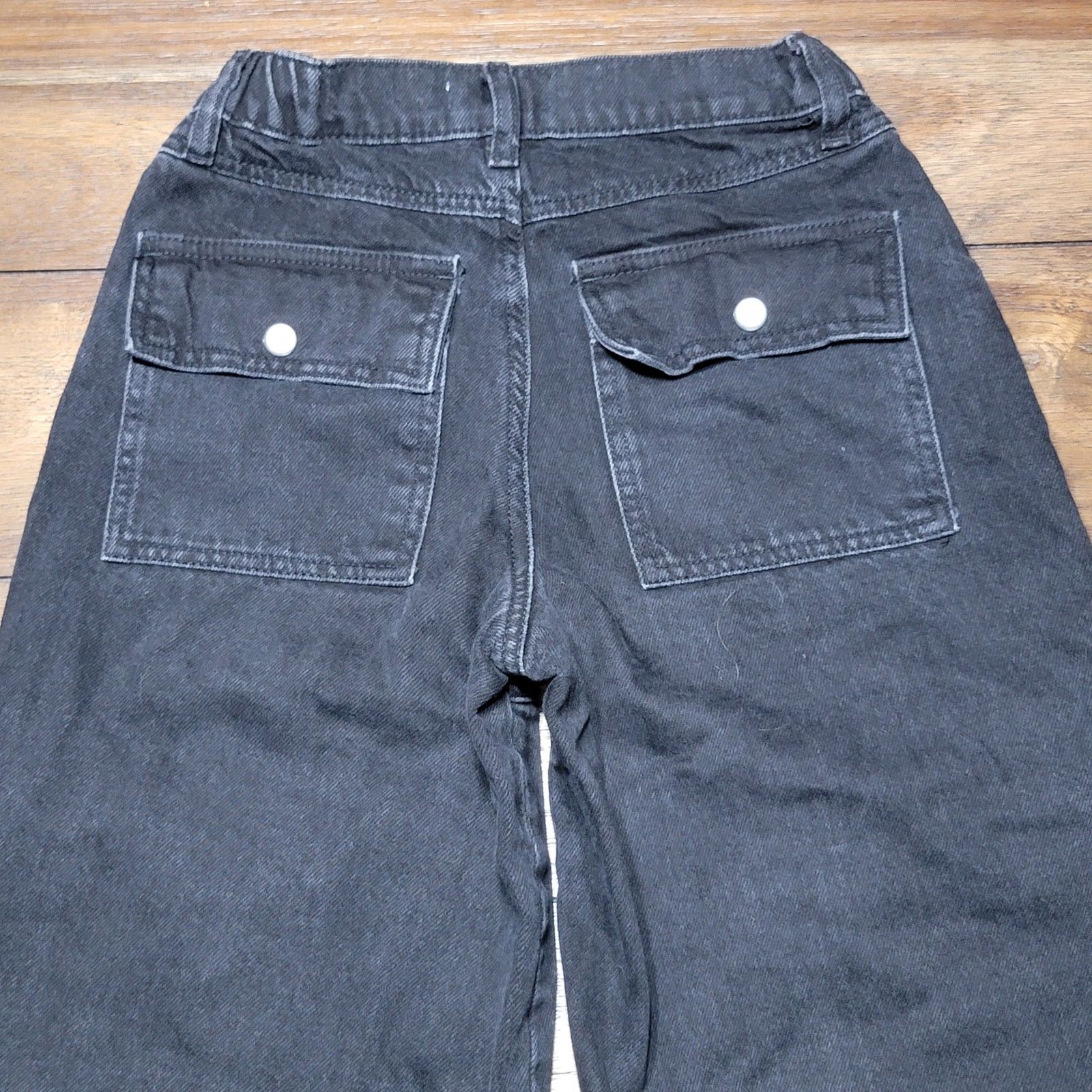 Forever 21 Forever 21 Cargo Wide Leg Black Denim Jeans - Size XS Size 22" - 4 Thumbnail