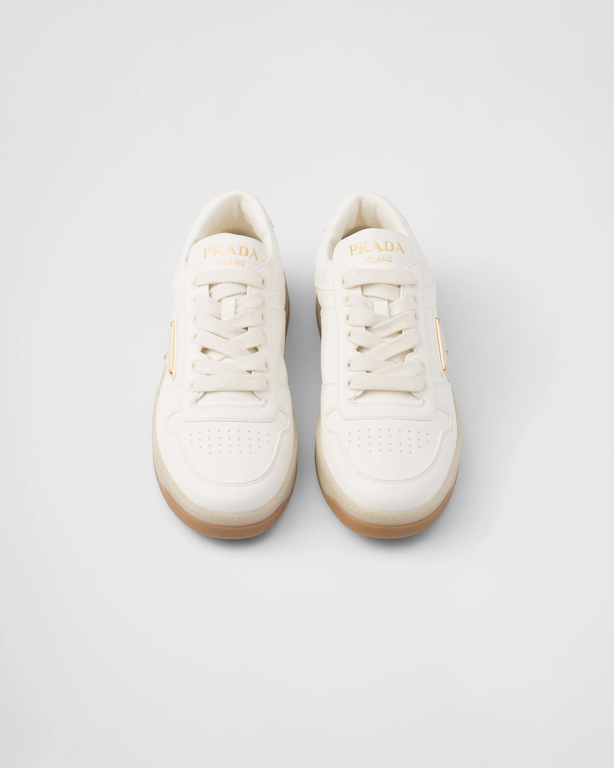 Prada o1B3y1r0526 Downtown Nappa Leather Sneakers in Ivory Size US 7 / IT 37 - 4 Thumbnail
