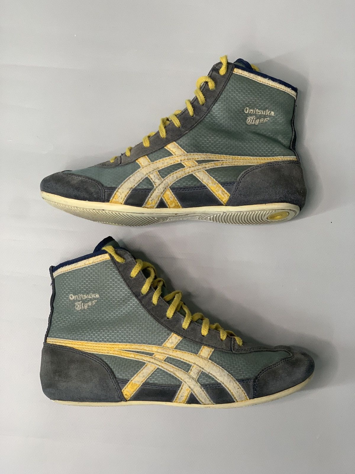 image of Asics x Onitsuka Tiger Wrestling Shoes in Green/Yellow, Men's (Size 9)