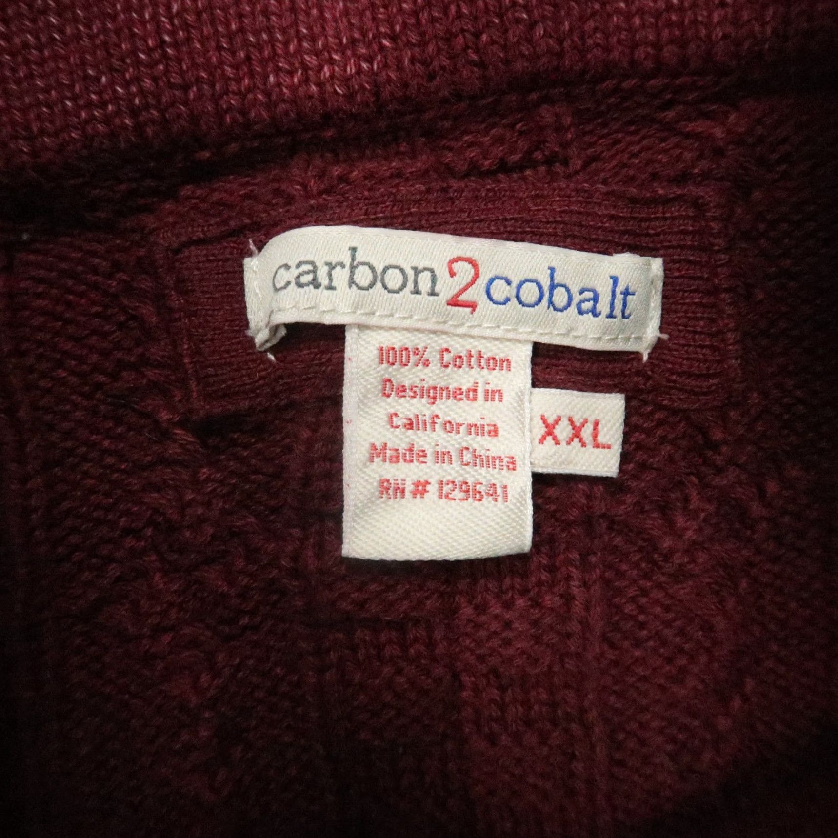Carbon2Cobalt Carbon 2 Cobalt Sweater Men XXL Red Quarter Zip Cable Knit Heavyweight Size US XXL / EU 58 / 5 - 3 Thumbnail
