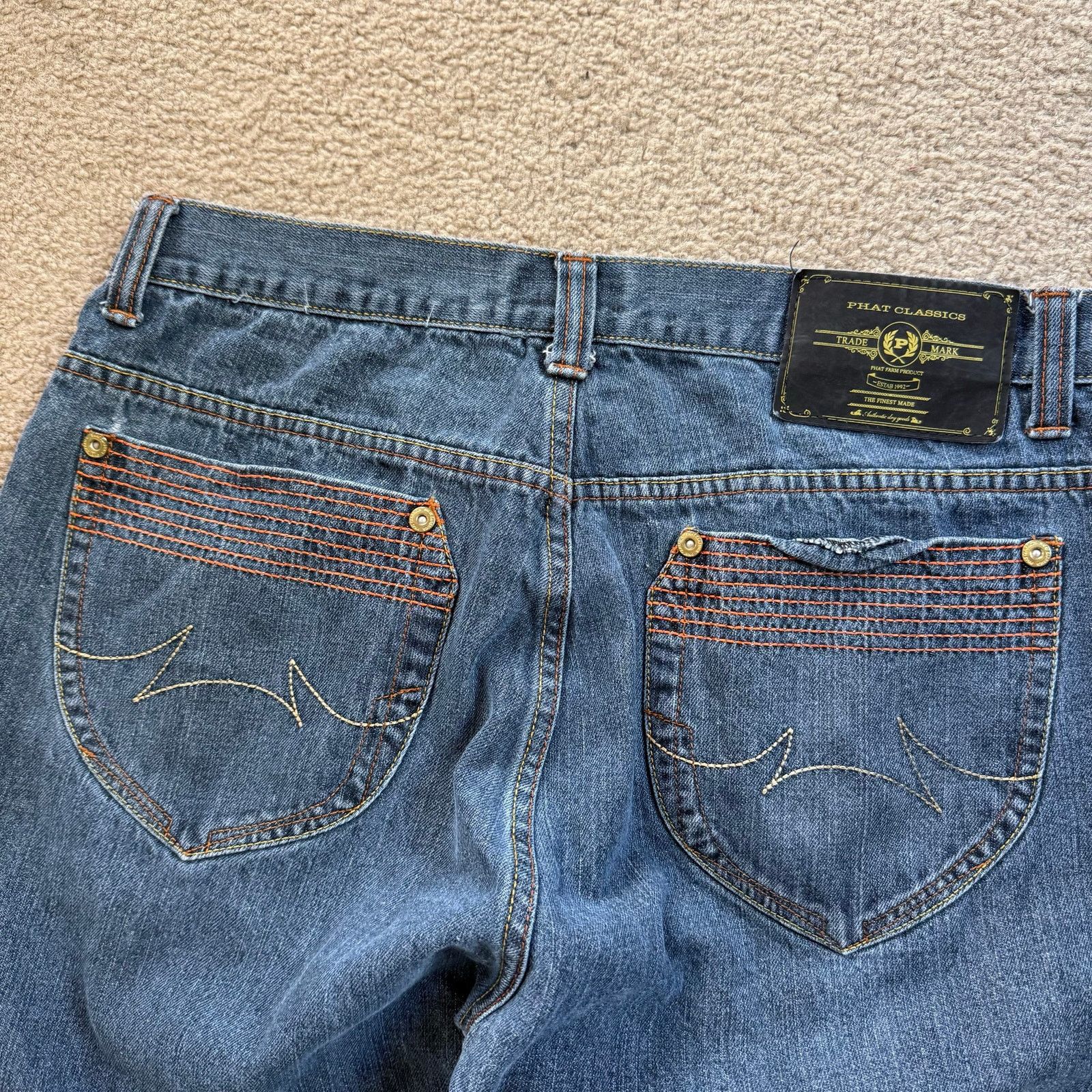 Phat Farm Vintage Y2K Phat Classics Embroidered Jeans Size US 36 / EU 52 - 2 Thumbnail