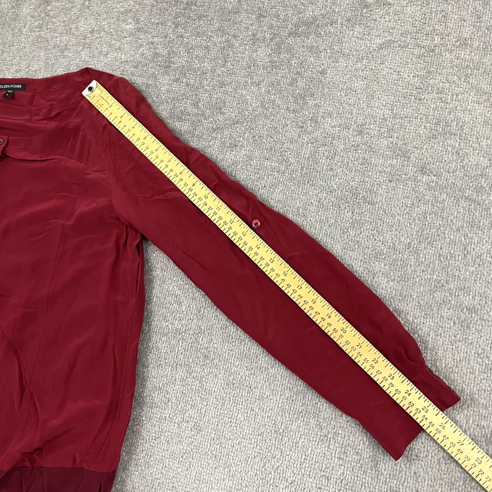 Eileen Fisher Eileen Fisher Tunic Blouse Womens Small Red Silk Roll Tab Pockets Two Tone Size S / US 4 / IT 40 - 6 Thumbnail