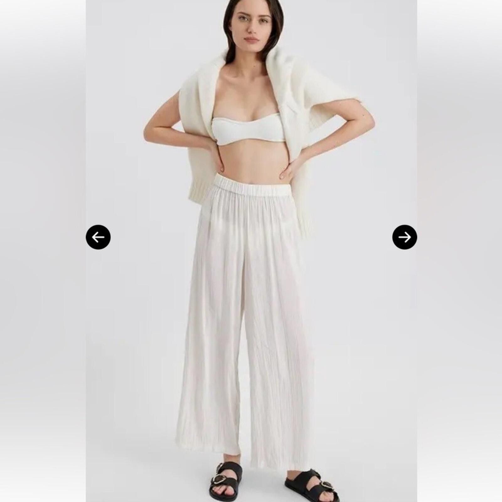Solid and Striped NWOT SOLID & STRIPED White Wide Leg Pants Size 36" / US 14 / IT 50 - 1 Thumbnail