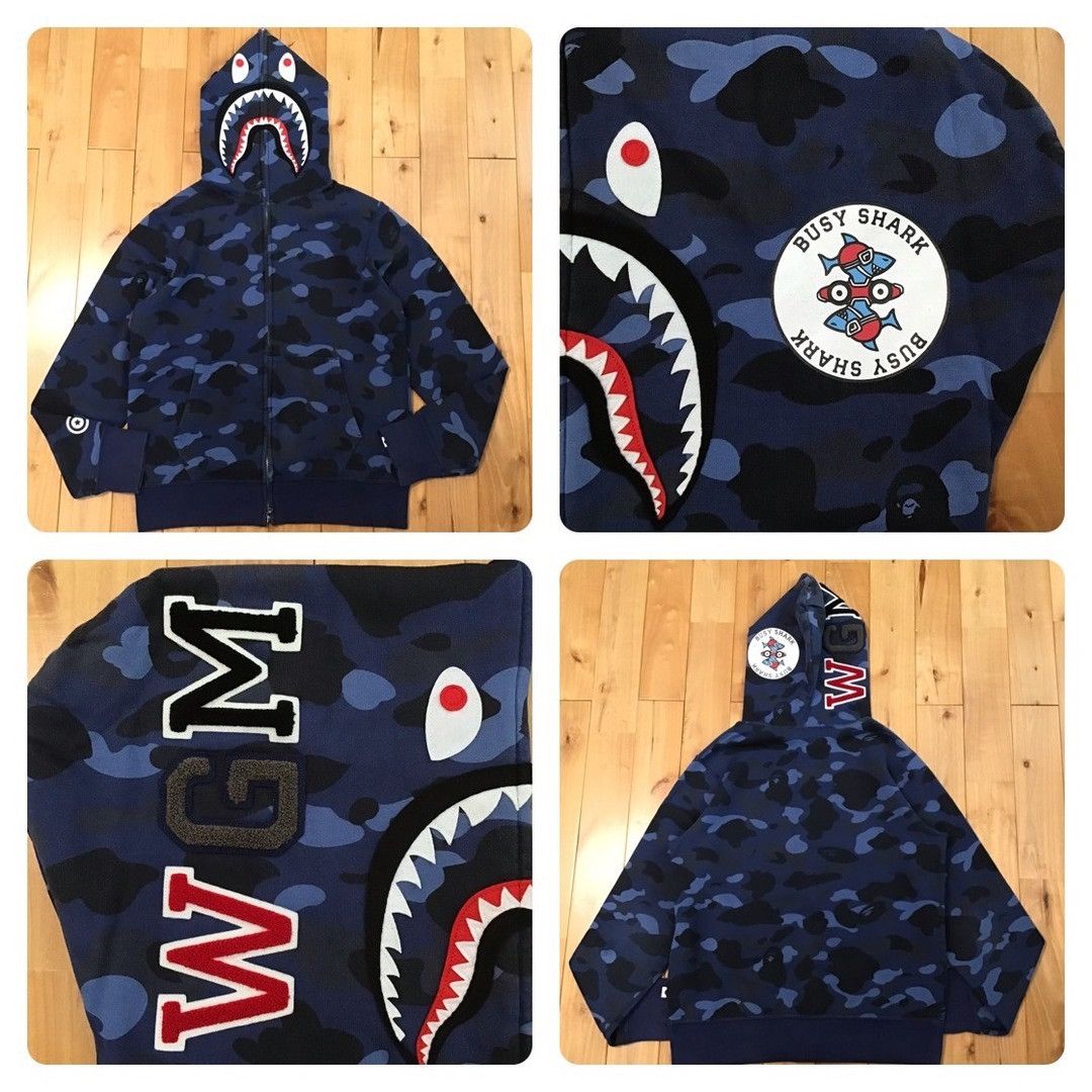 Bape BAPE WGM Blue camo Shark full zip hoodie a bathing ape Size US M / EU 48-50 / 2 - 1 Thumbnail