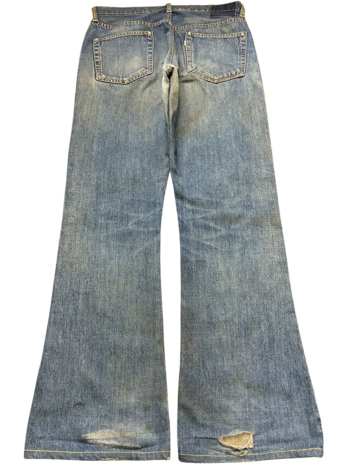 If Six Was Nine Vintage Japanese Brand Mud Wash Distress Flare Jeans Size US 32 / EU 48 - 2 Thumbnail