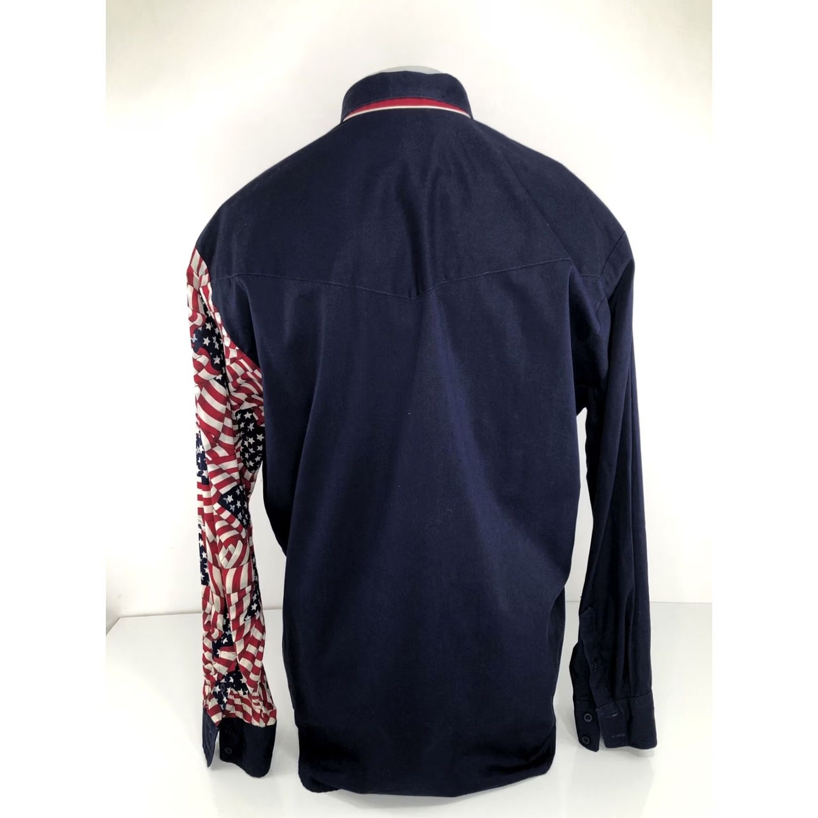 Roper ROPER RODEO BLUE - AMERICAN FLAG USA Western Cowboy Patriotic XL Shirt Shirt Mens Long Sleeve Button-Up Red White Blue 90s? Size US XL / EU 56 / 4 - 3 Thumbnail