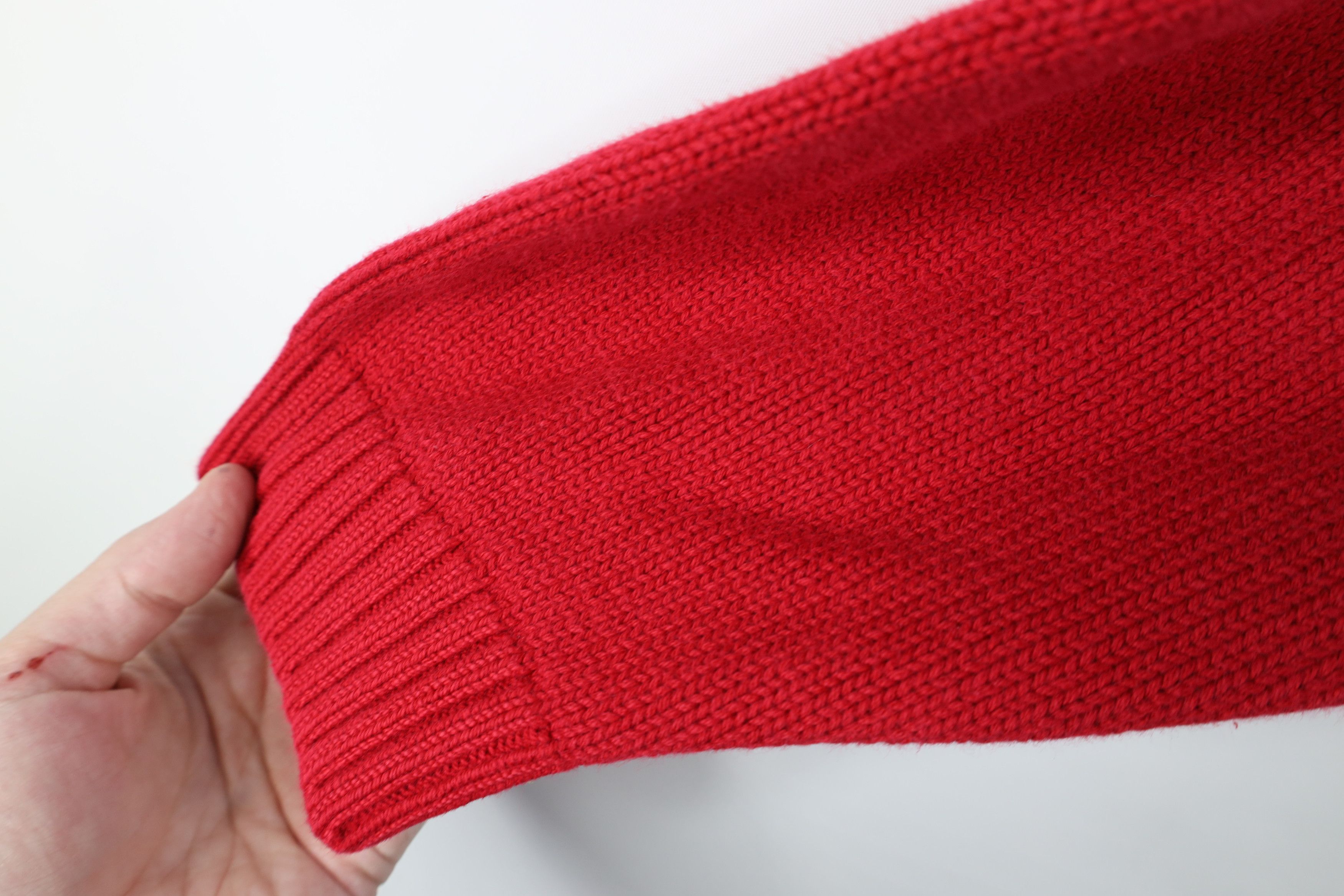 Lands' End × Vintage Vintage 90s Lands End Blank Cotton Knit Sweater Red USA Size L / US 10 / IT 46 - 6 Thumbnail