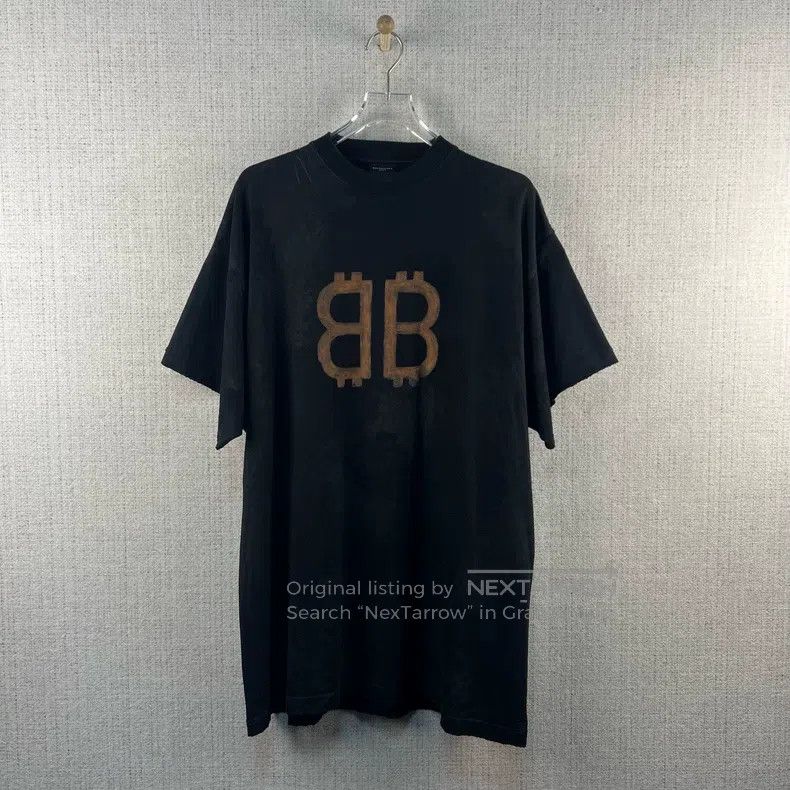 Balenciaga Balenciaga Bitcoin Printed Tie-Dye Distressed Short-Sleeve Size US L / EU 52-54 / 3 - 1 Thumbnail