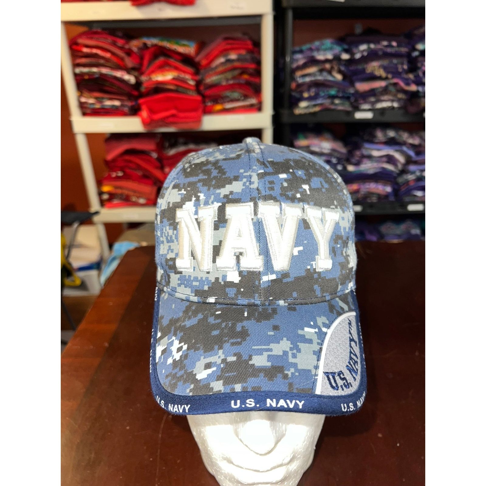 Vintage US Navy Hat United States Blue Camo Cap Headwear OS Size ONE SIZE - 1 Thumbnail