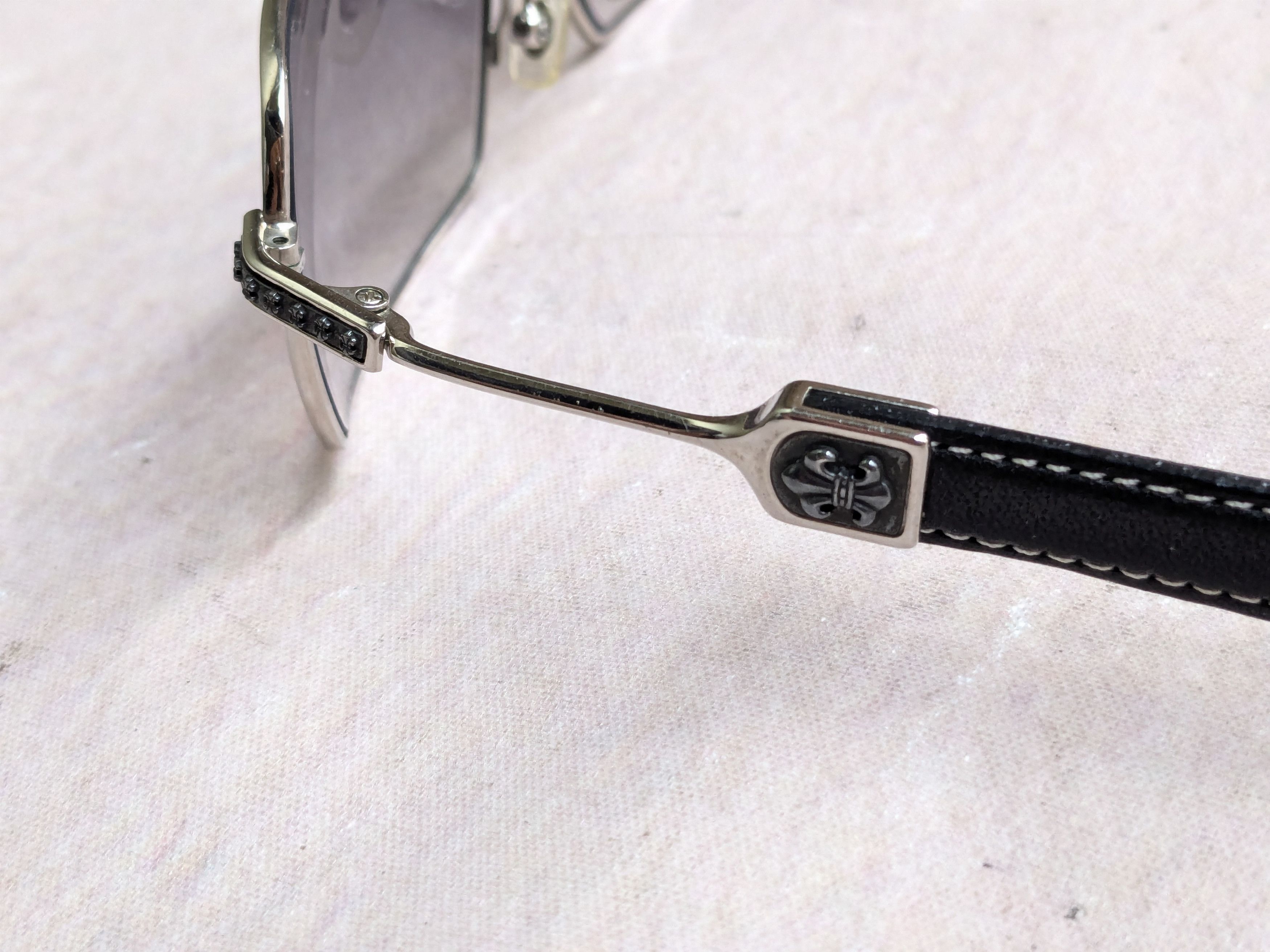 Chrome Hearts Chrome Hearts Sunglasses Kustom Black Leather Size ONE SIZE - 8 Thumbnail