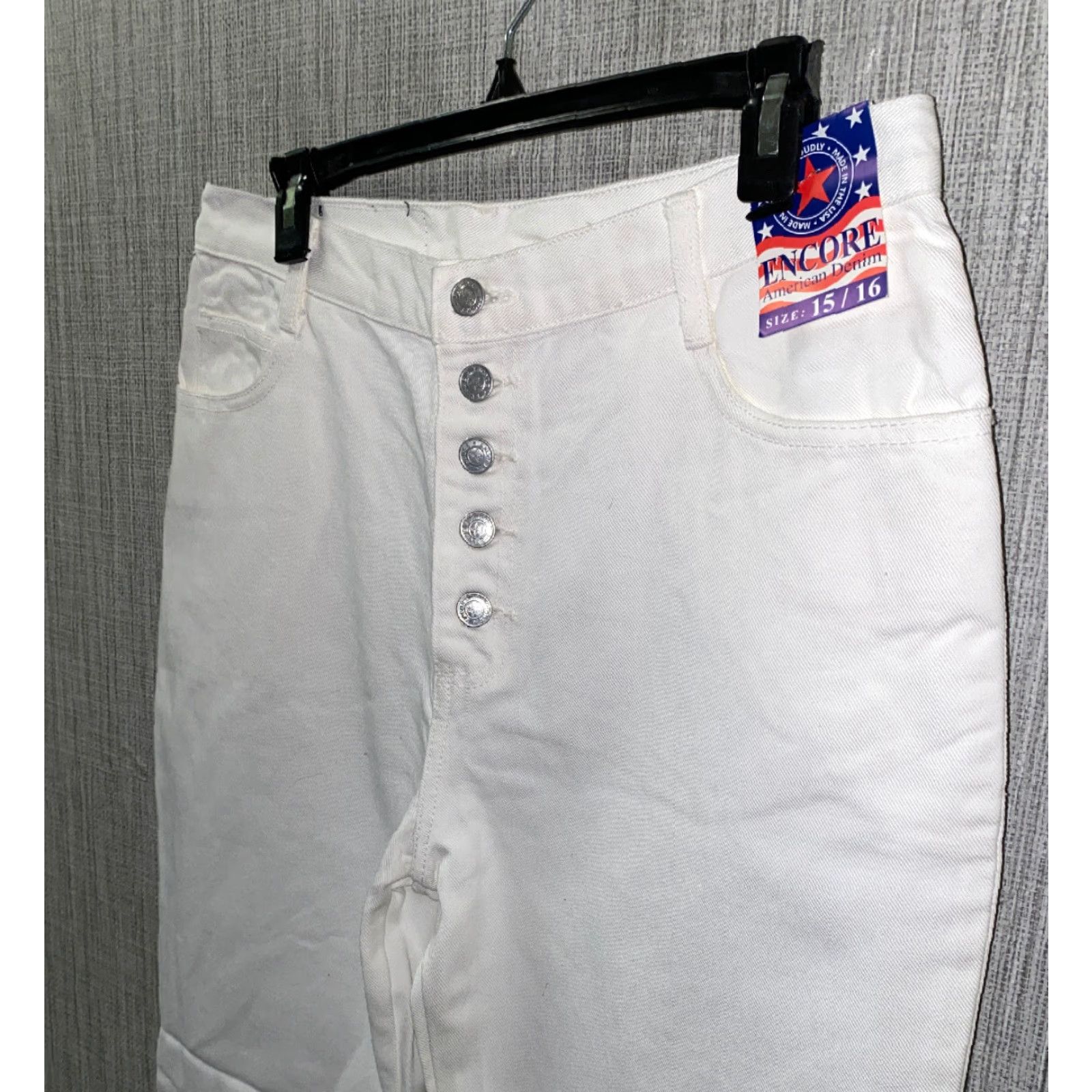 Vintage VINTAGE Encore Jeans White USA Made Button Fly 15/16 Womens 30 Inseam Cotton NEW Size 36" / US 14 / IT 50 - 2 Thumbnail