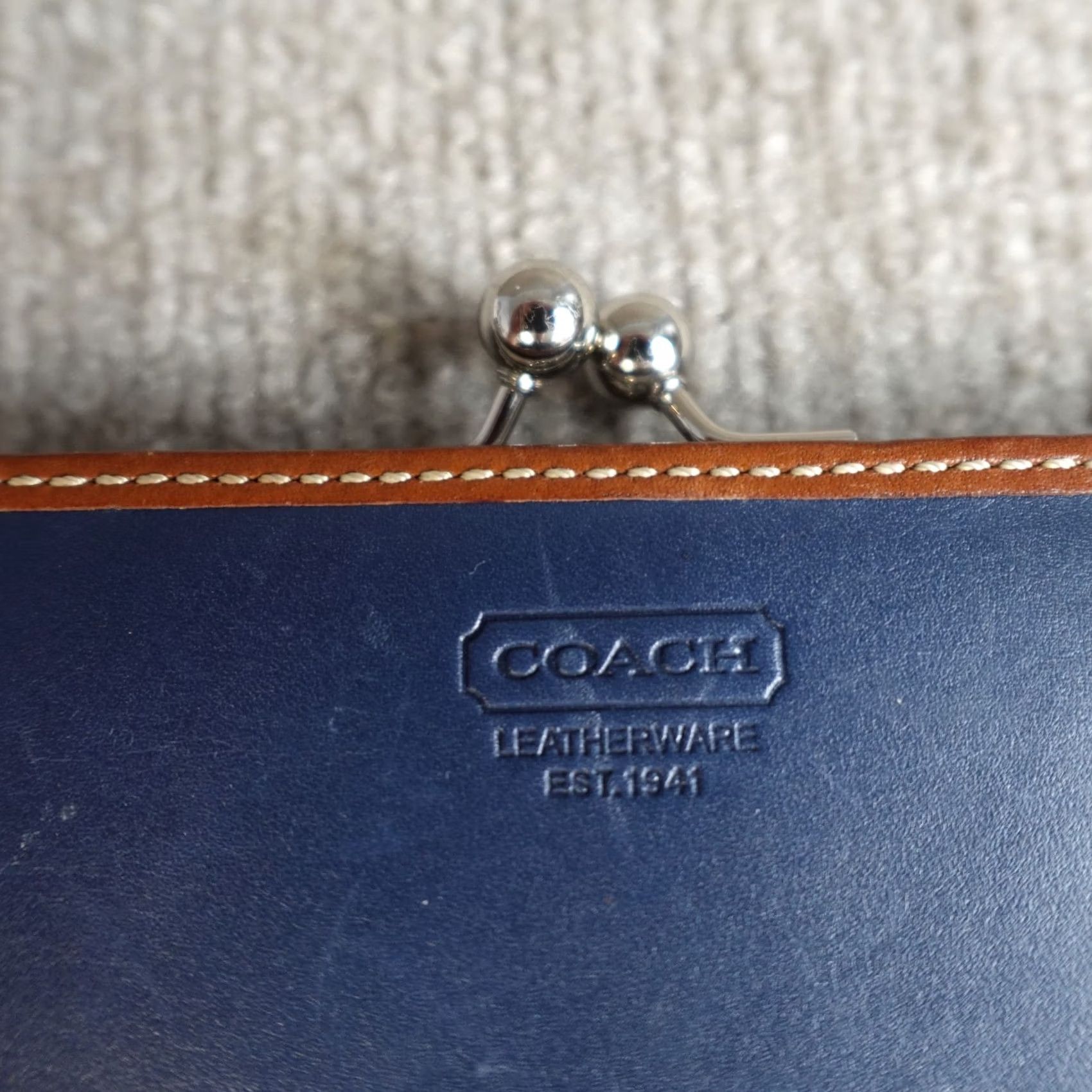 Coach Coach Womens Leather Clutch Colorblock Kisslock Wallet Blue Brown Red Leather Small XS? Size ONE SIZE - 3 Thumbnail