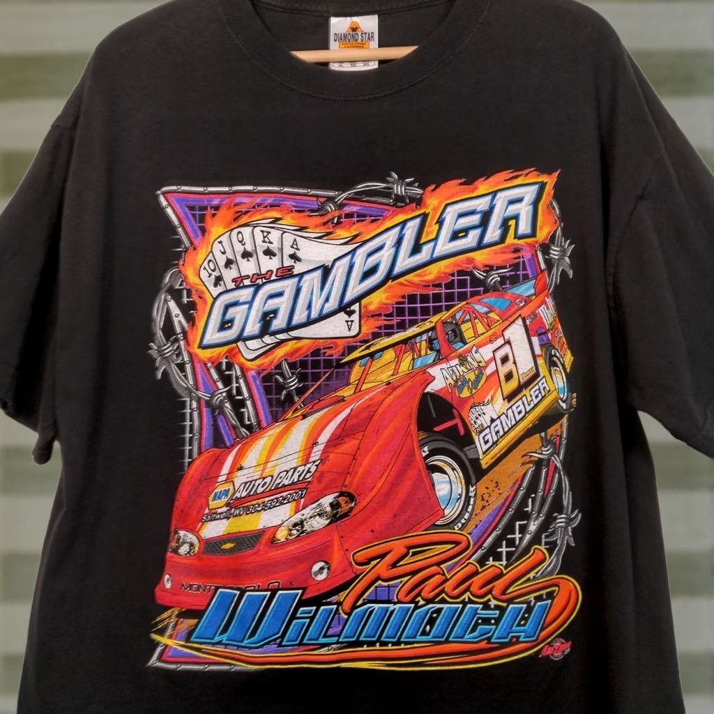 Vintage VINTAGE Diamond Style Alstyle Apparel The Gambler Race Car Shirt XL Men Black Short Sleeve Crew Neck Double-Sided Racing T Shirt West Virginia Size US XL / EU 56 / 4 - 1 Thumbnail