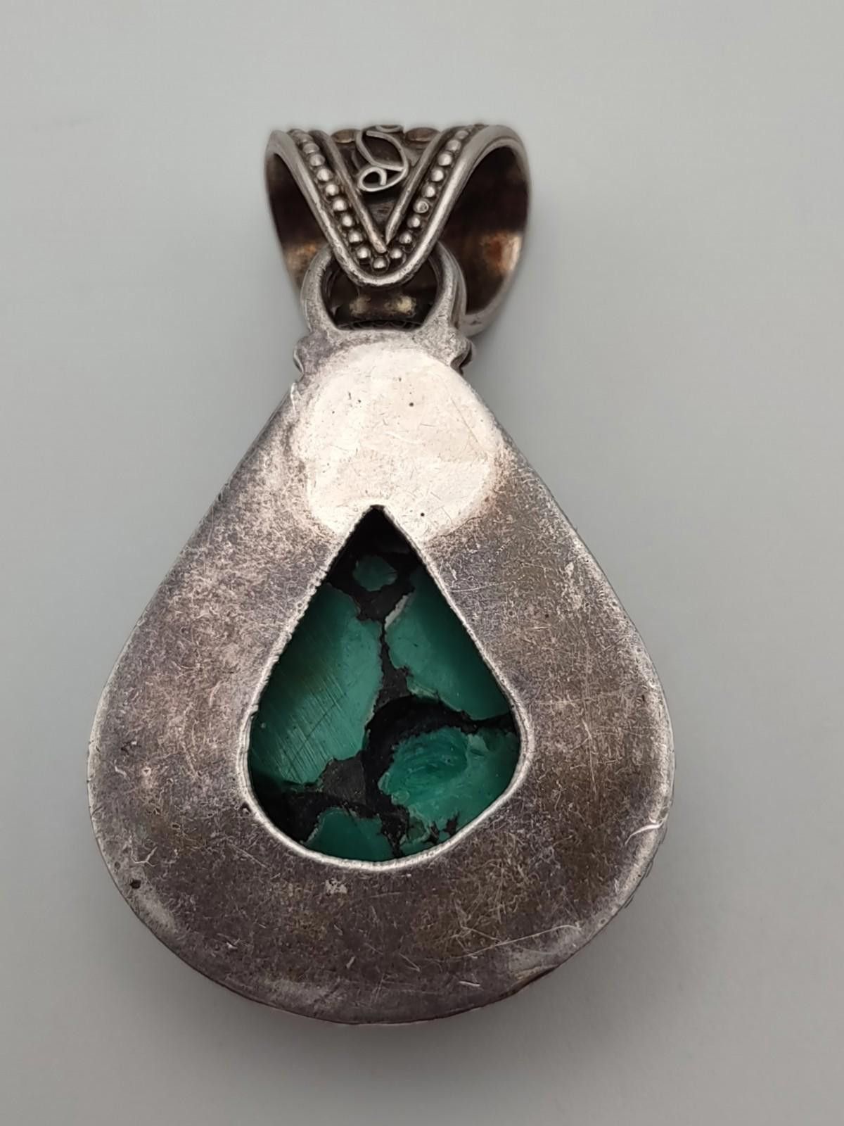 Other Large Southwestern Turquoise Silver Pendant Artisan 42.11g Size ONE SIZE - 2 Thumbnail