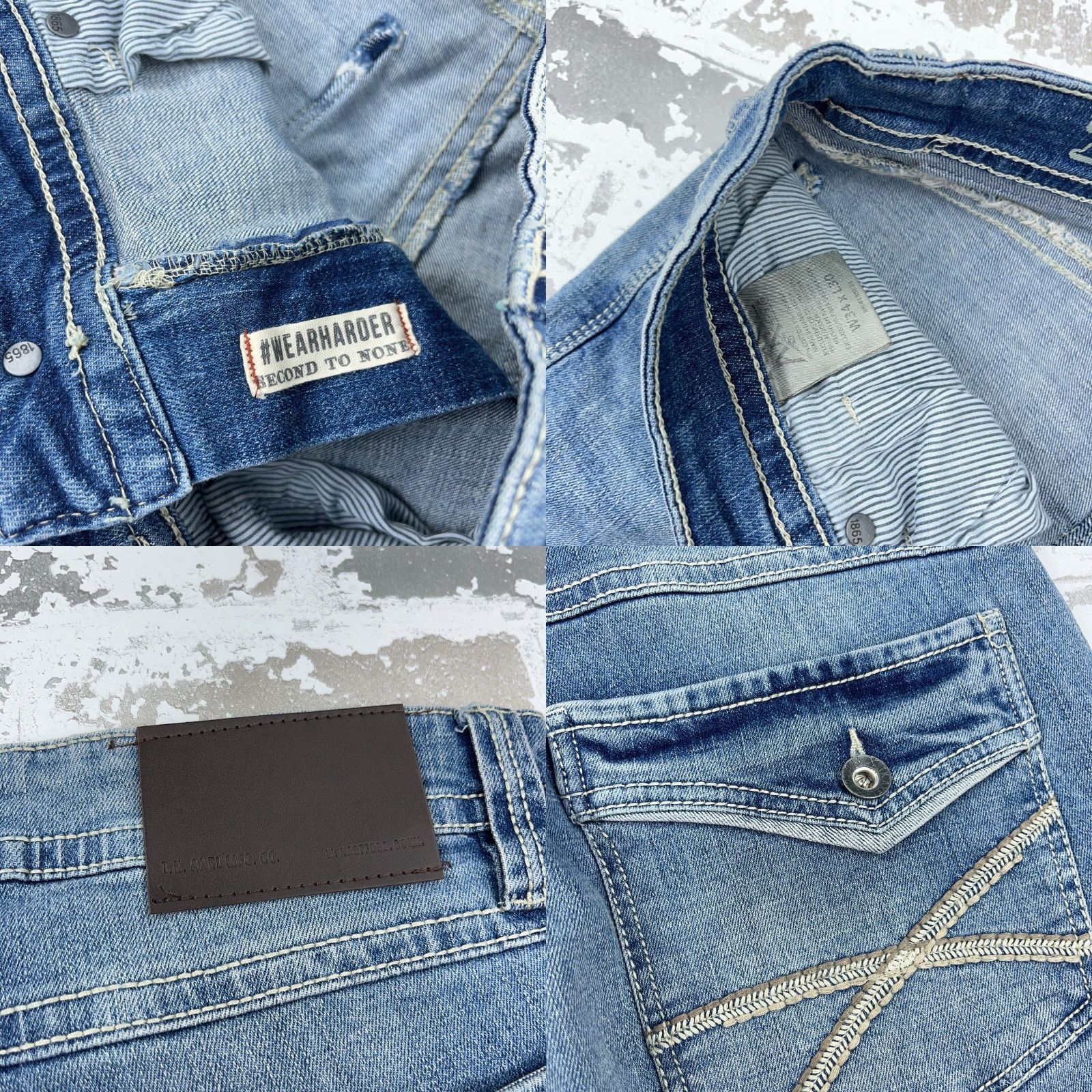 Denime TK Axel Jeans Men 34x30 Slim Boot Cut Dark Wash Denim Pants Flap Pockets Faded Size US 34 / EU 50 - 9 Thumbnail